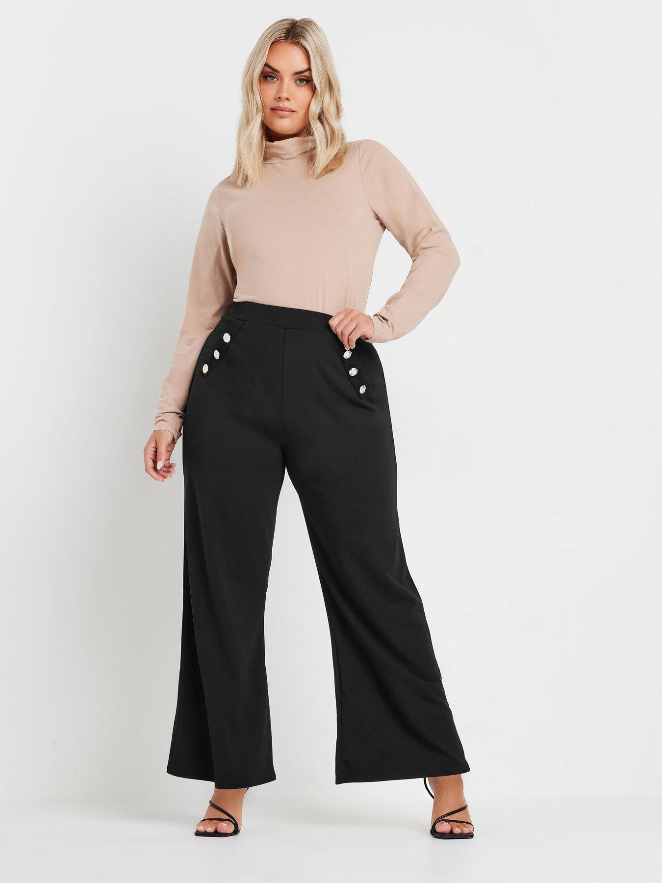 yours-curve-scuba-button-wide-leg-trouser-blackback