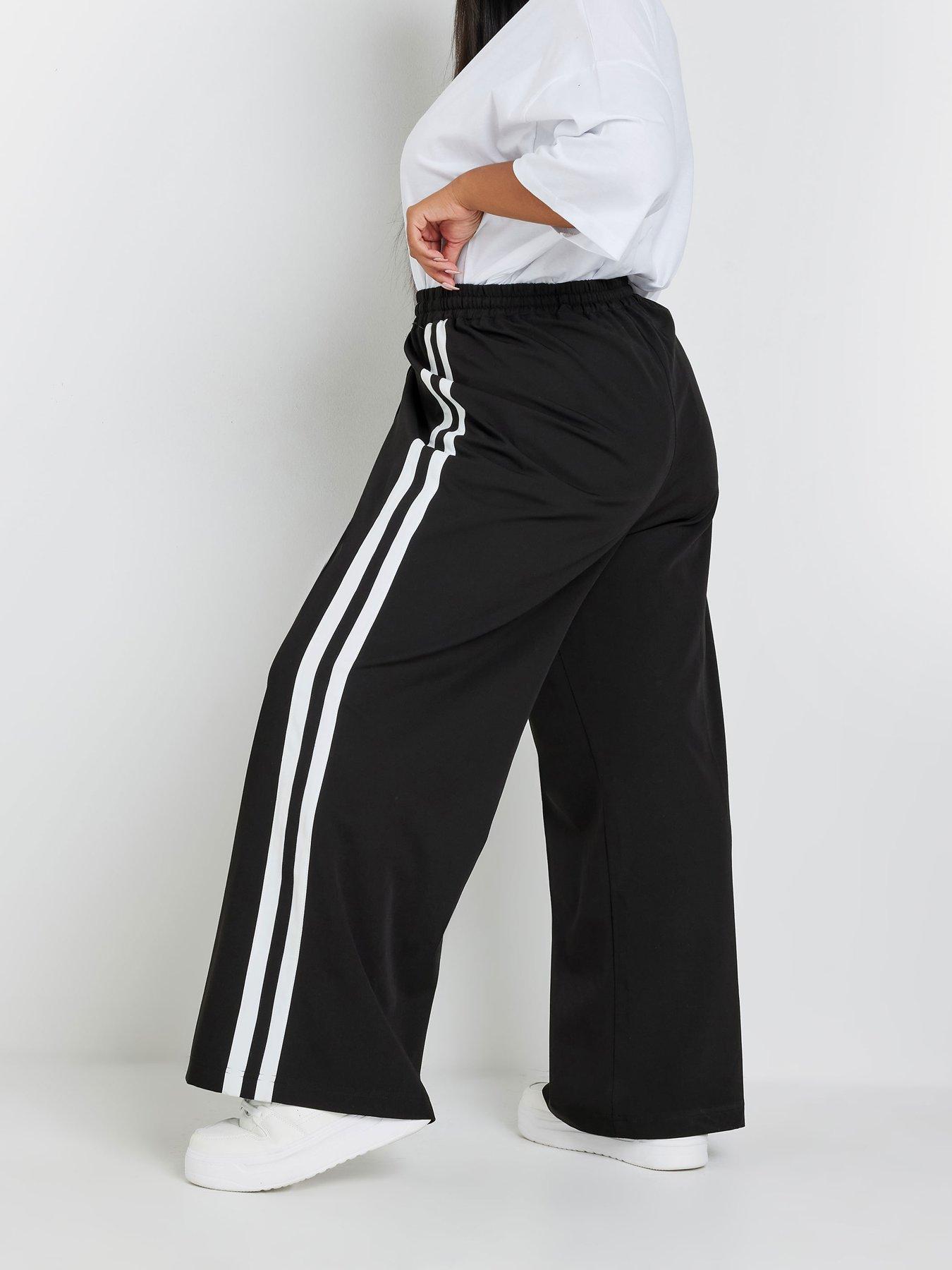 yours-curve-double-side-stripe-wide-leg-trouser-blackstillFront