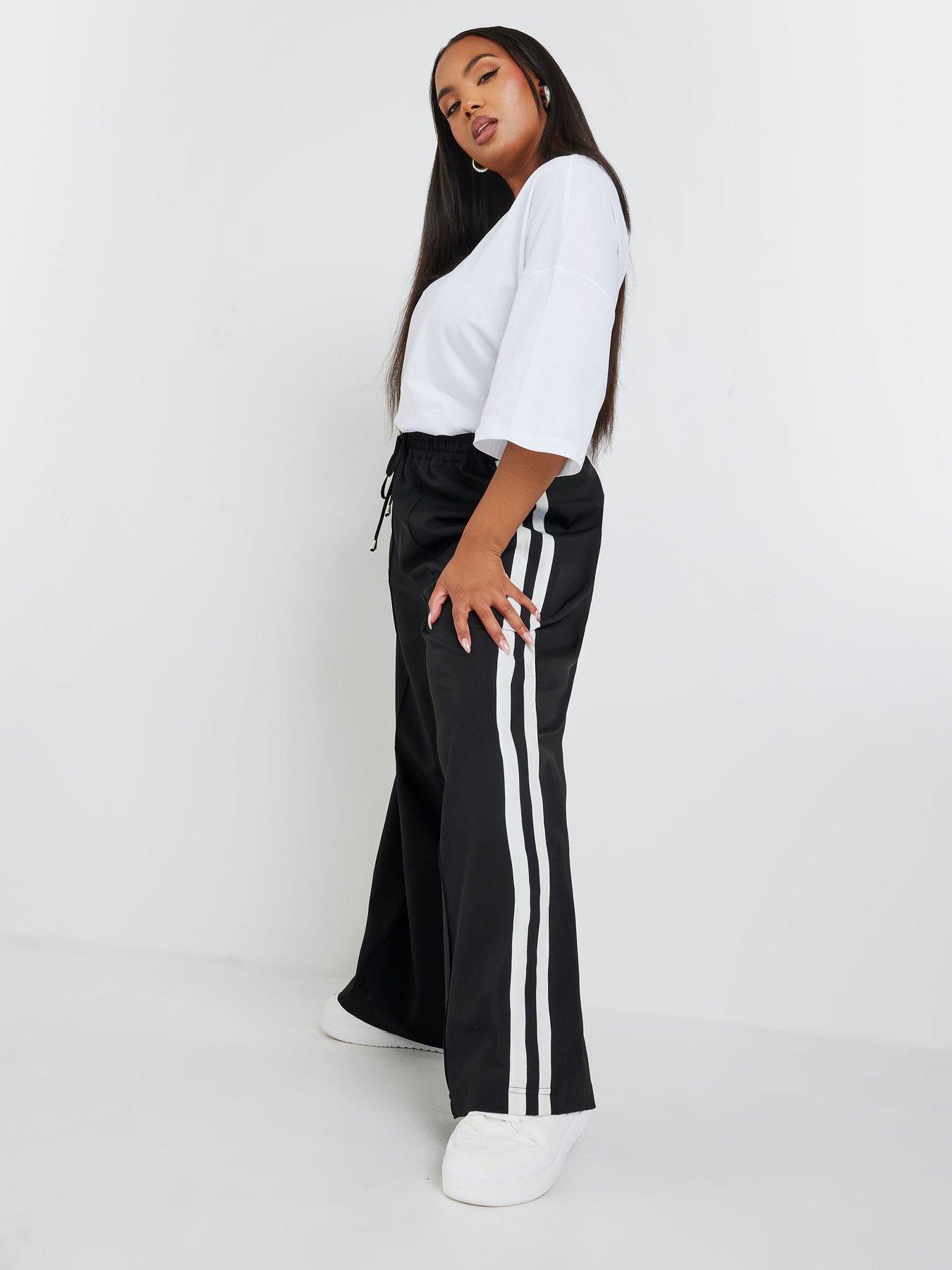 yours-curve-double-side-stripe-wide-leg-trouser-blackback