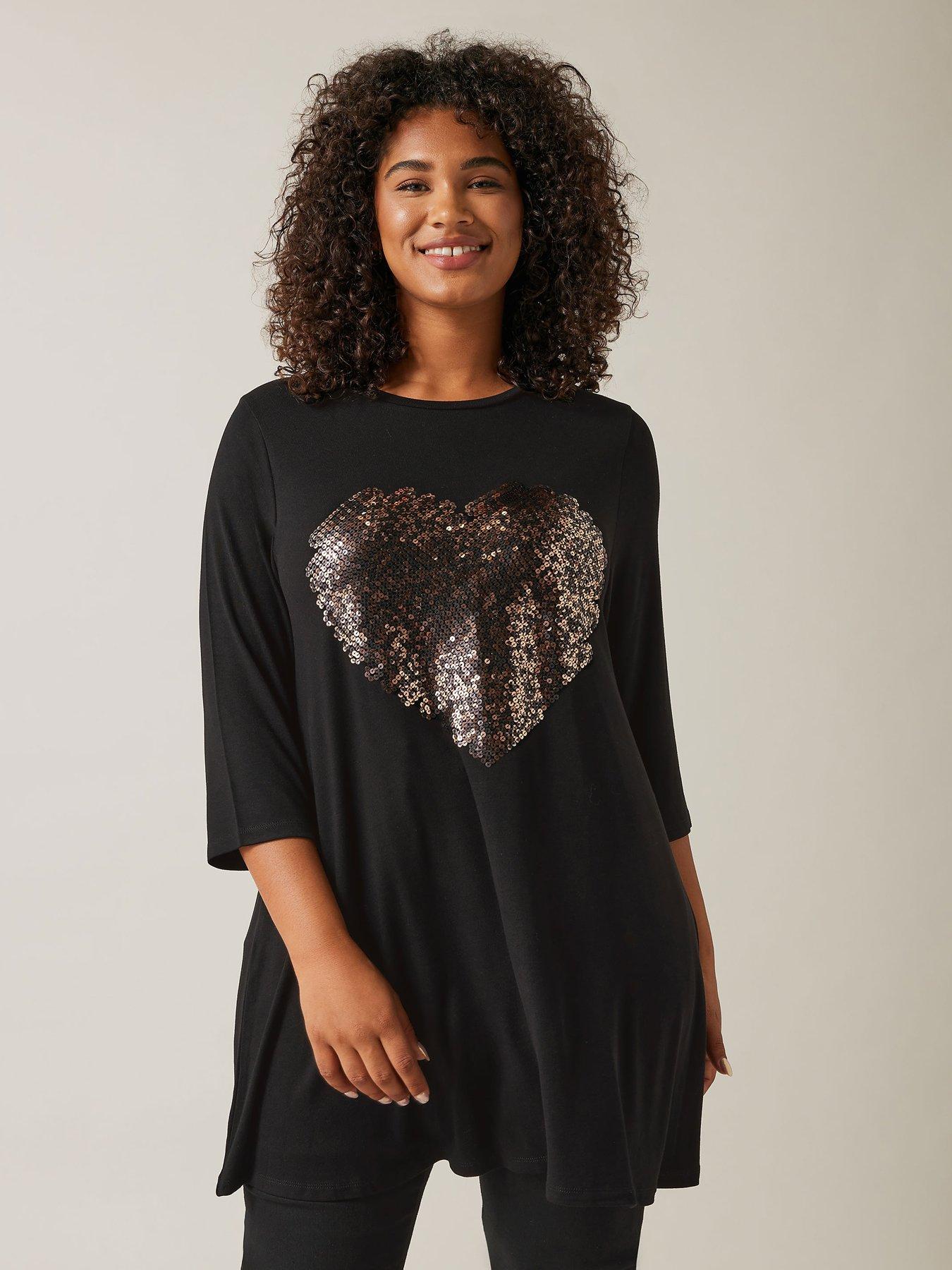 evans-34-sleeve-embellished-topoutfit