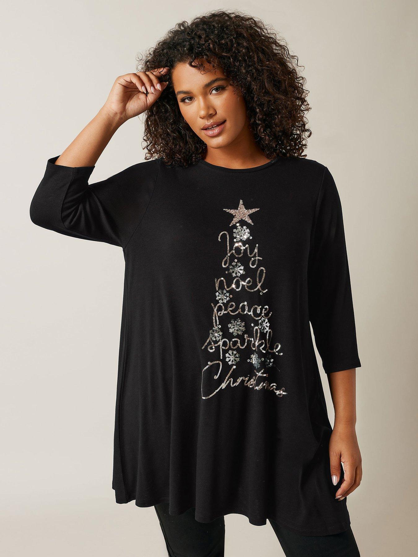 evans-34-sleeve-embellished-top-black