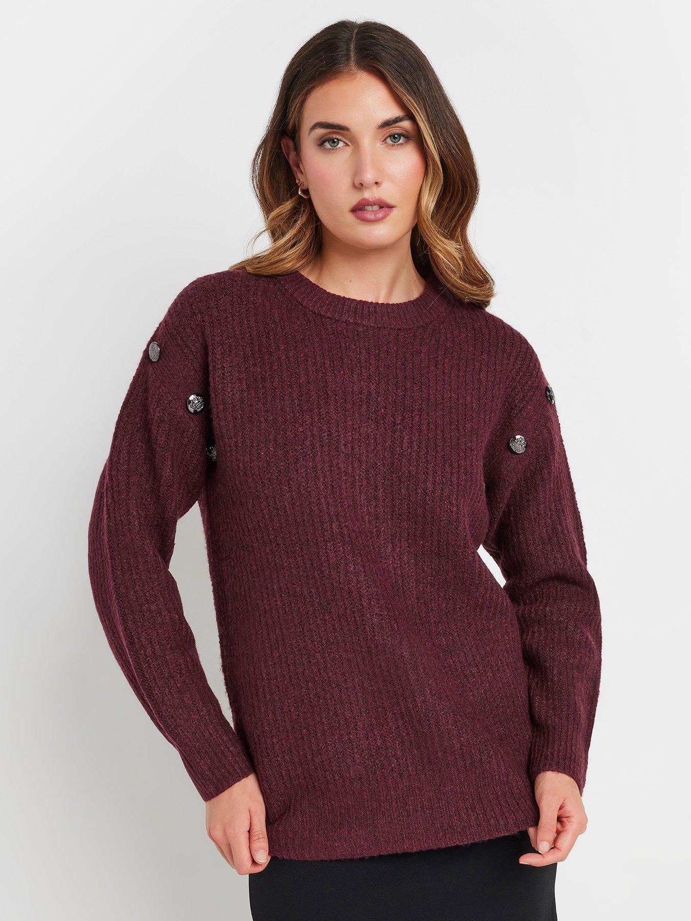 long-tall-sally-button-shoulder-cable-knit-jumper-purple