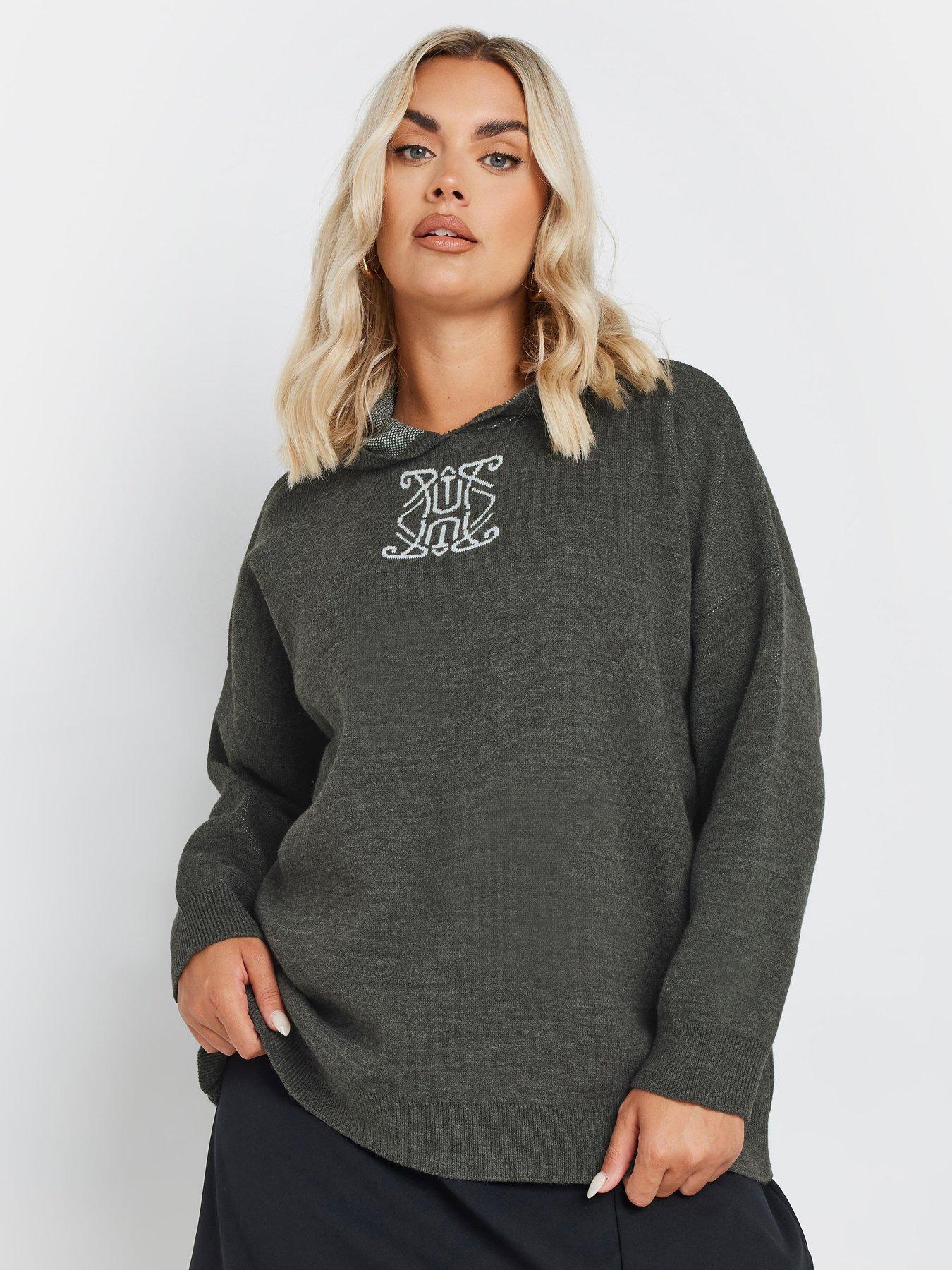 yours-curve-knitted-hoodie-grey