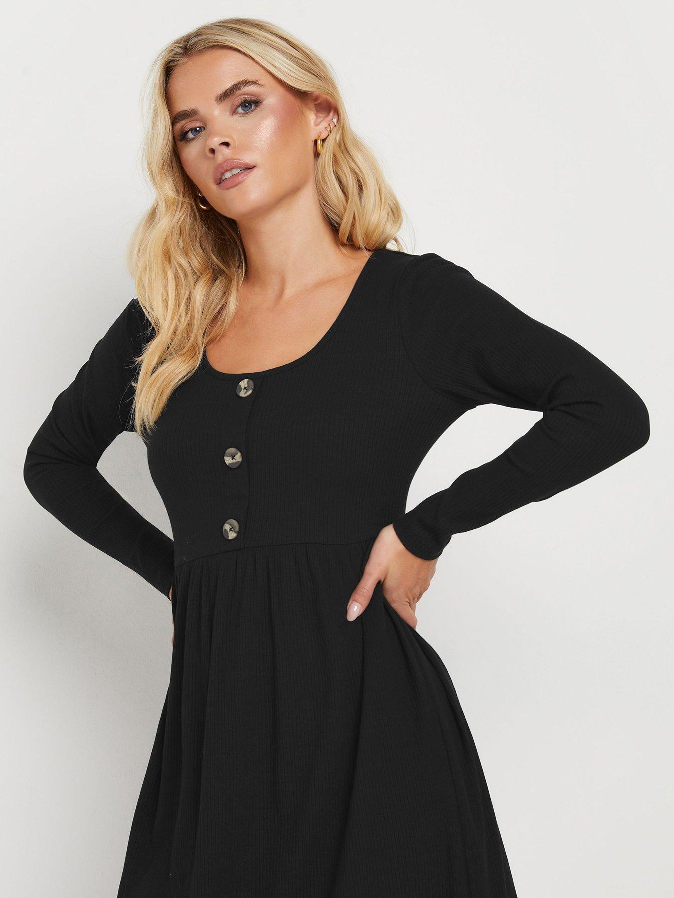 pixiegirl-petite-long-sleeve-rib-button-midi-dressoutfit