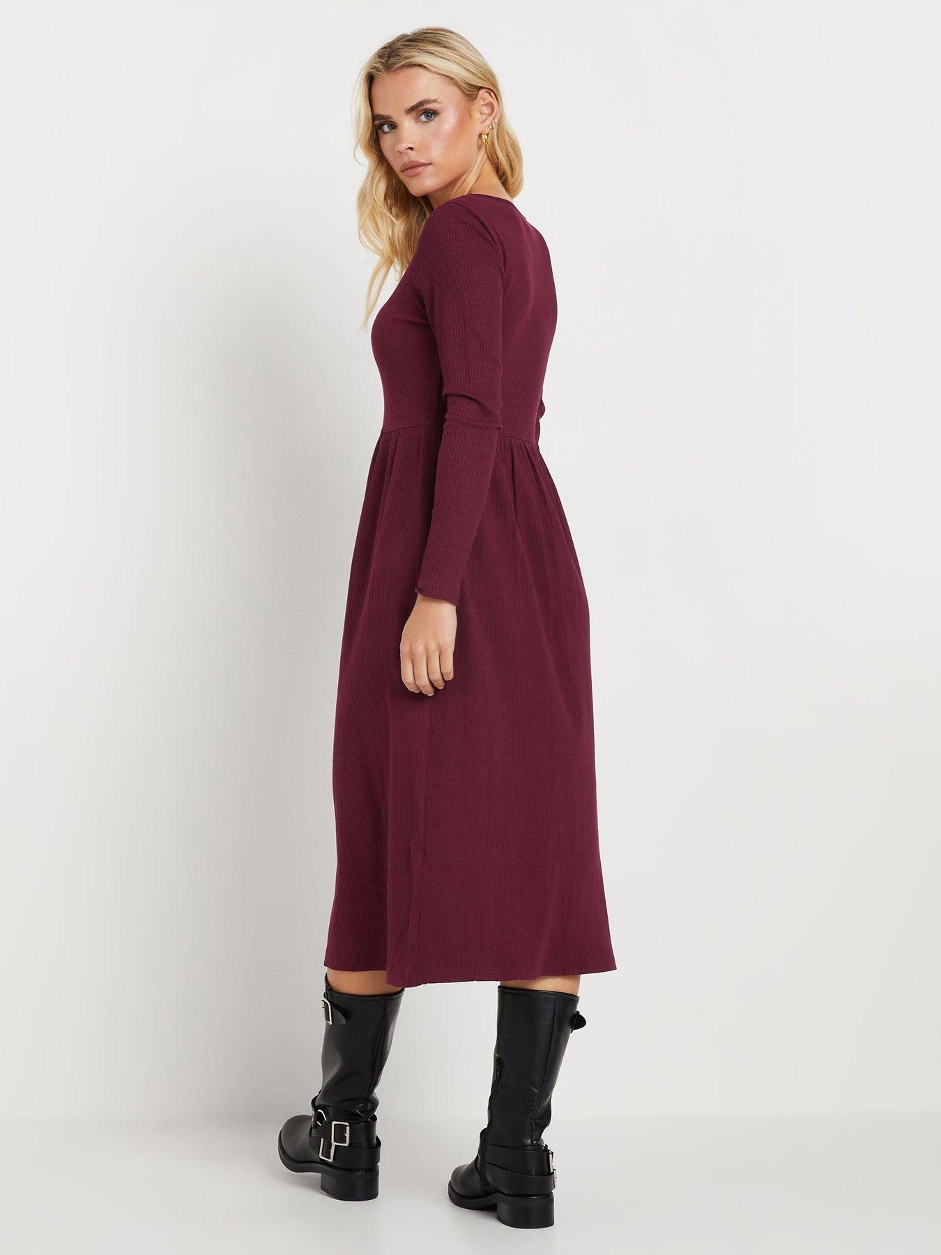 pixiegirl-petite-long-sleeve-rib-button-midi-dress-purplestillFront