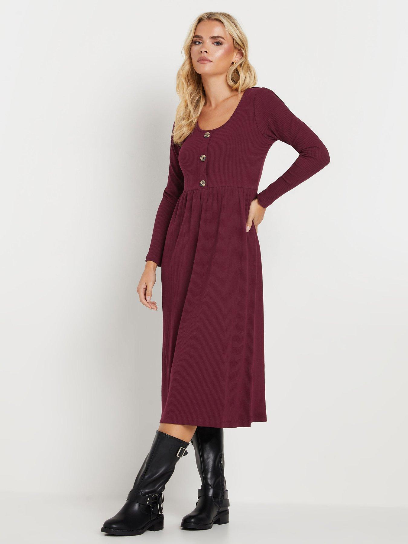 pixiegirl-petite-long-sleeve-rib-button-midi-dress-purpleback