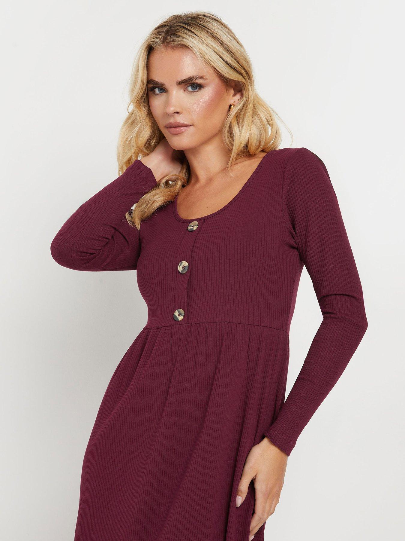 pixiegirl-petite-long-sleeve-rib-button-midi-dress-purpleoutfit