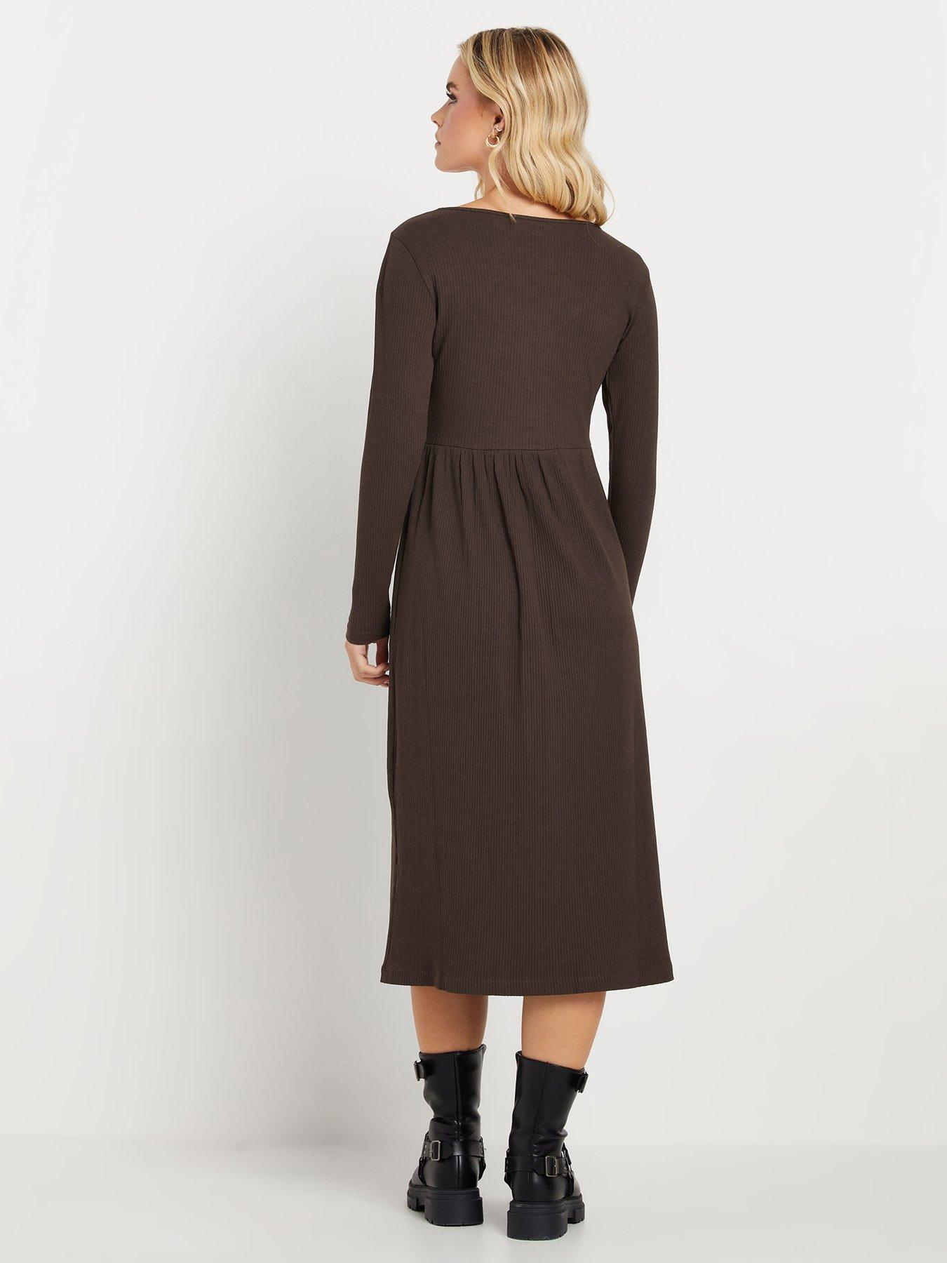 pixiegirl-petite-long-sleeve-rib-button-midi-dressstillFront