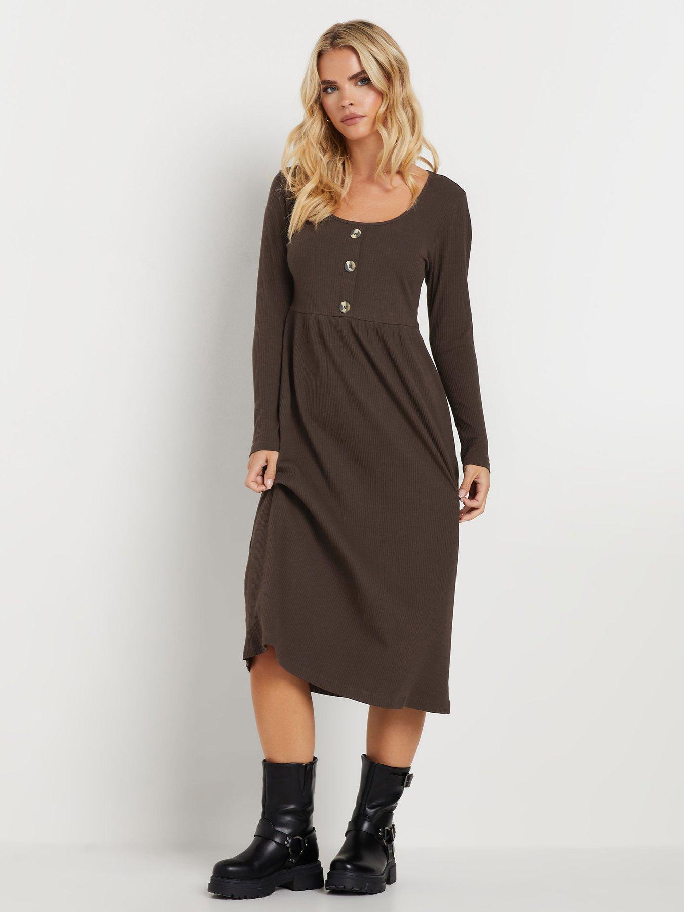 pixiegirl-petite-long-sleeve-rib-button-midi-dressback