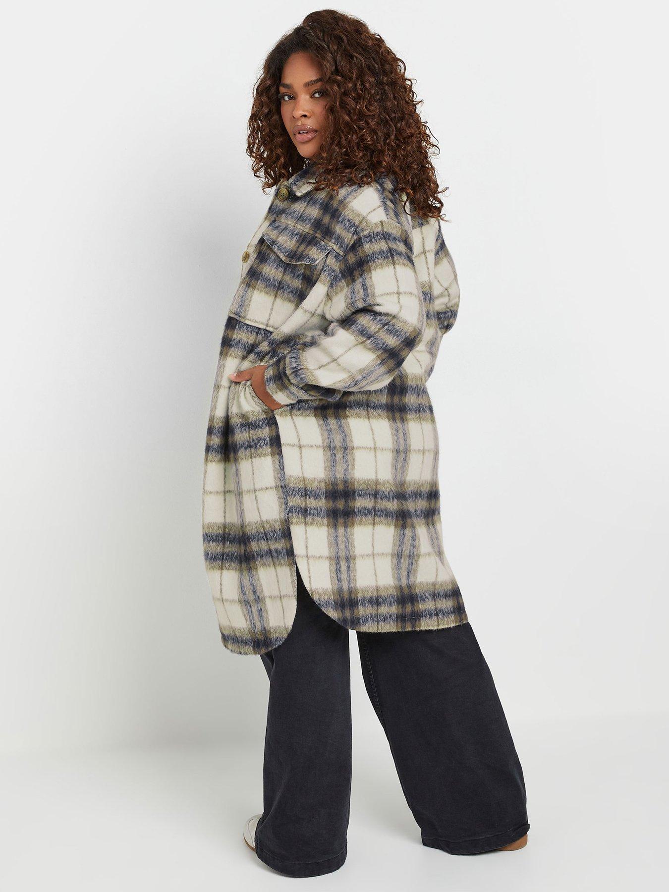 yours-curve-longline-check-shacket-bluestillFront