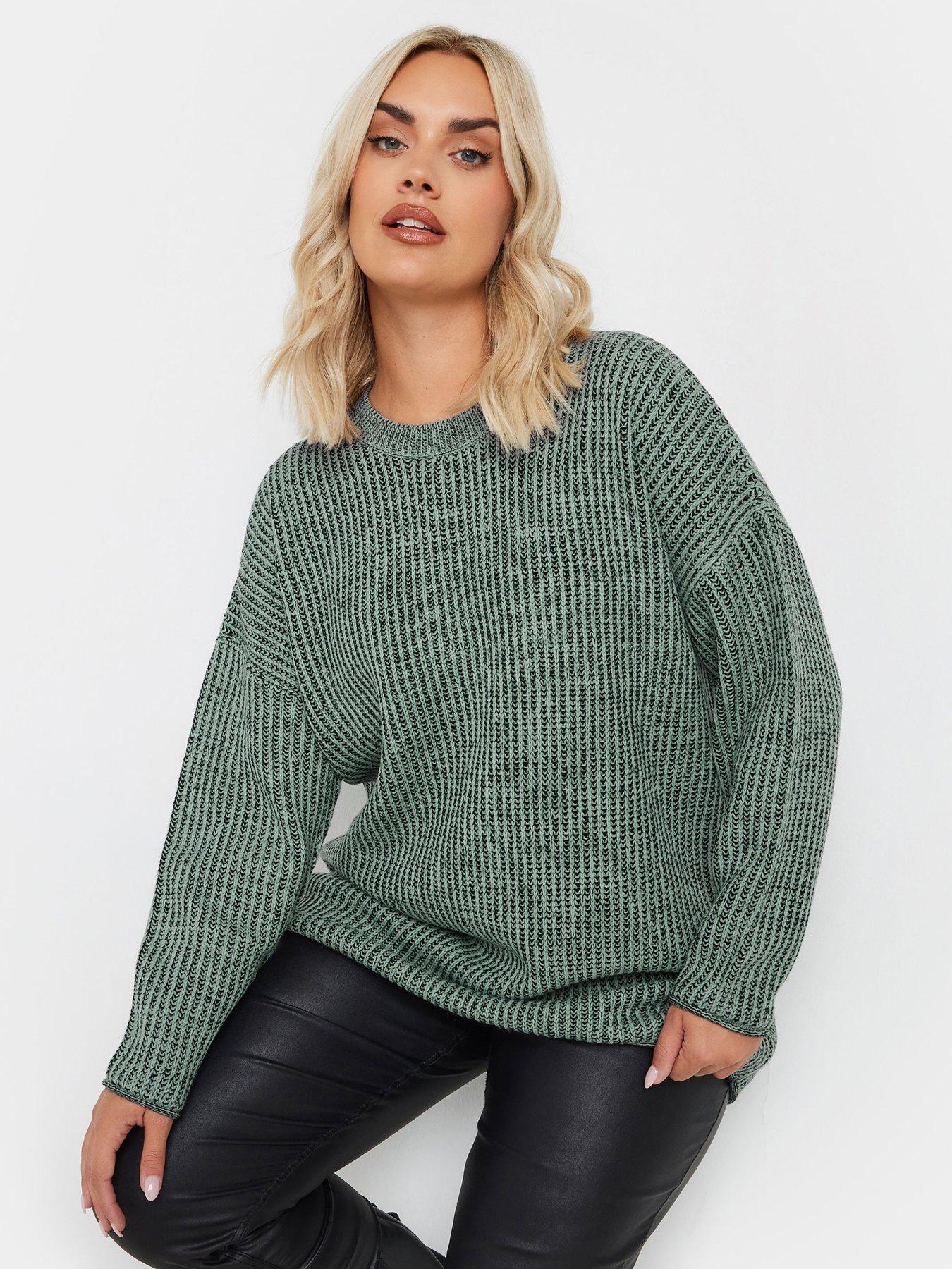 Image 1 of 4 of Yours Curve Drop Shoulder Twist Jumper - Blue