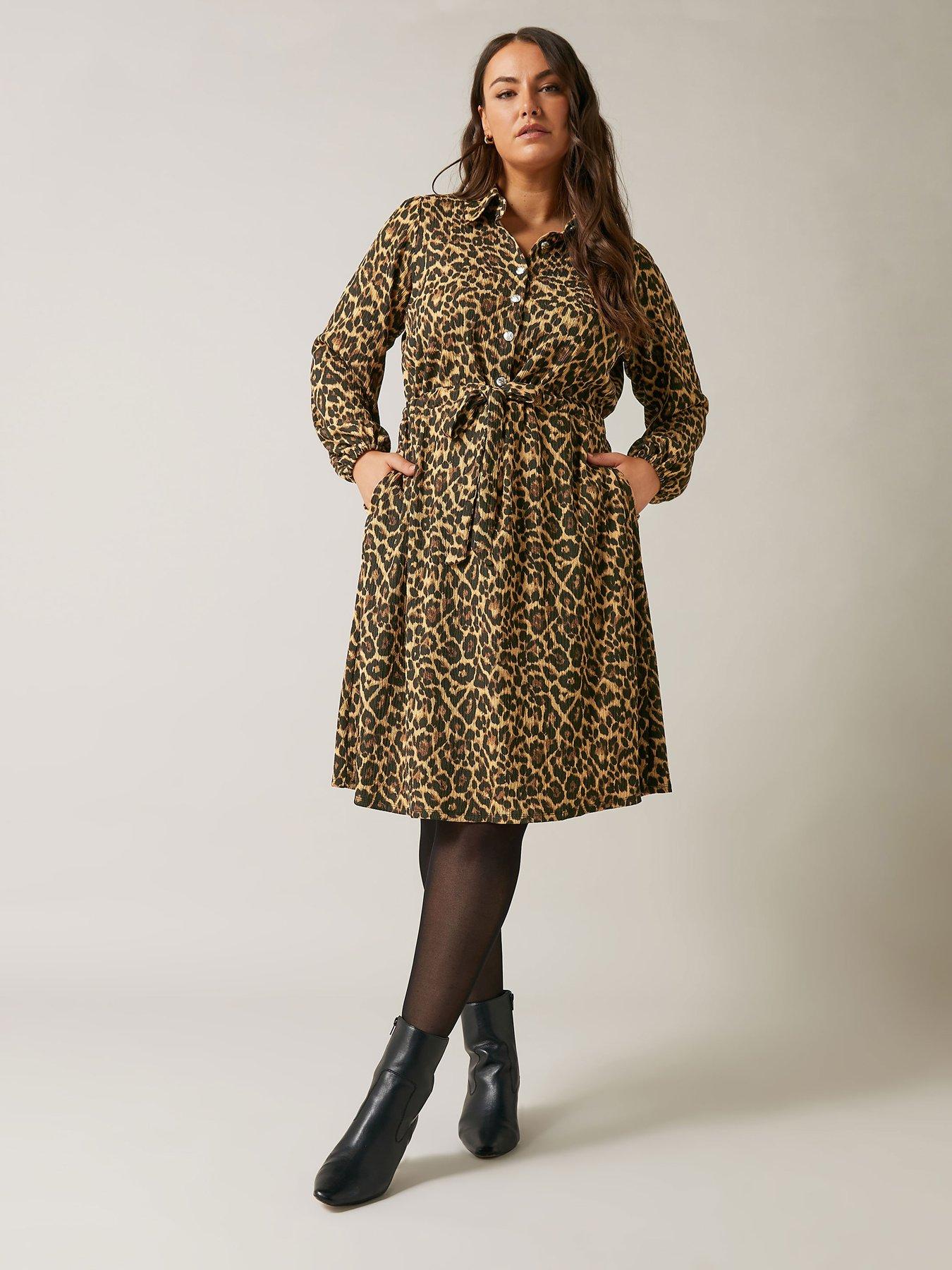 evans-long-sleeve-leopard-button-dress-brown