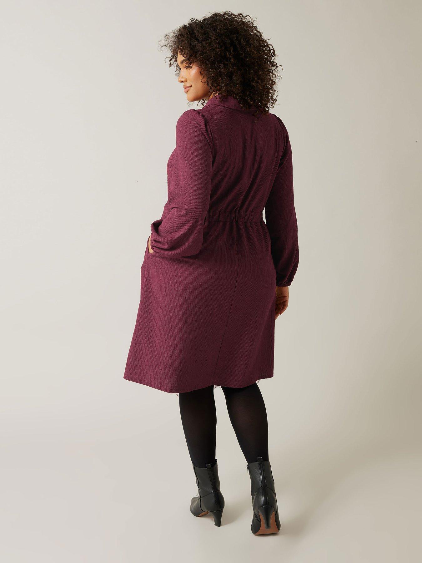 evans-long-sleeve-button-dress-redstillFront