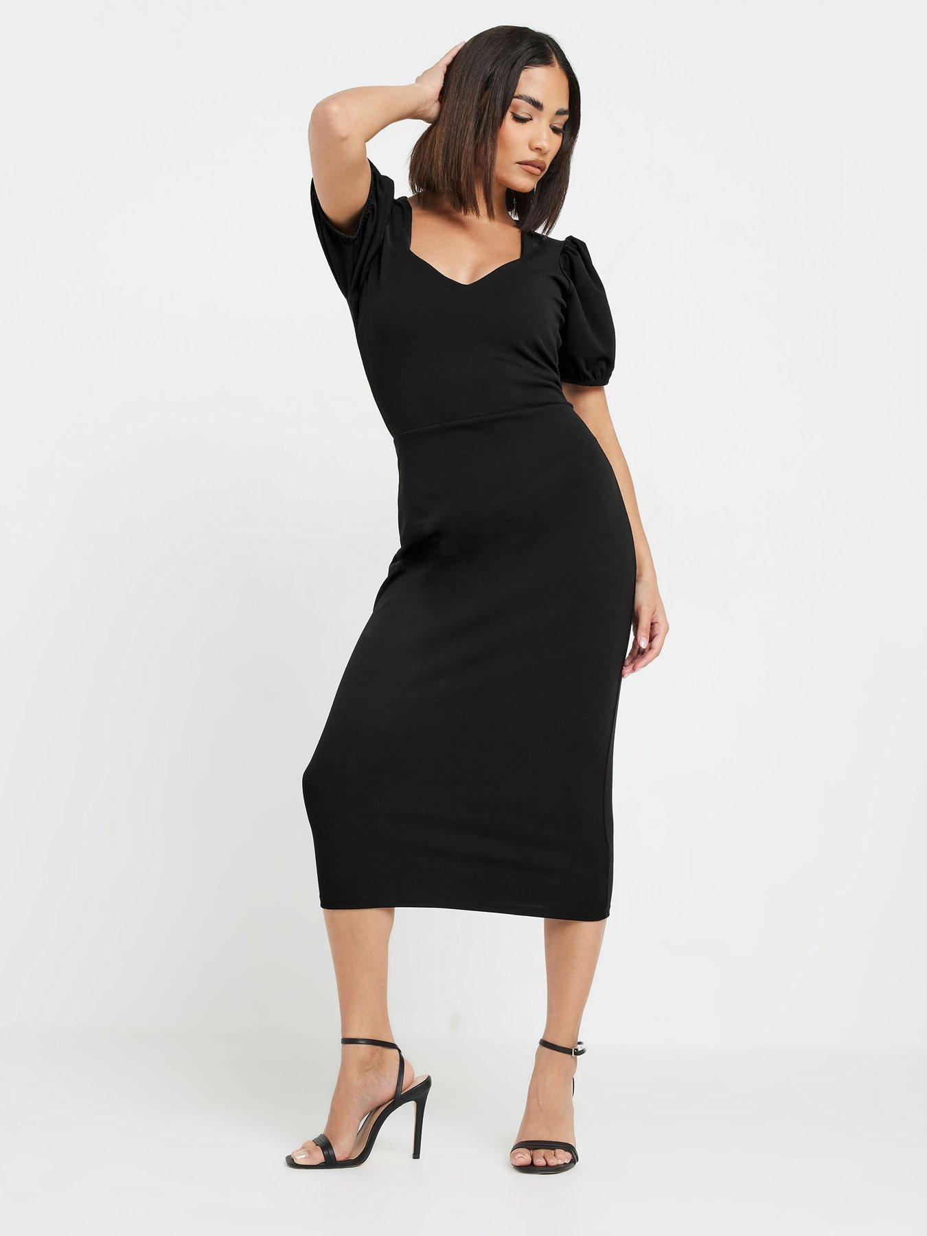 pixiegirl-petite-puff-sleeve-midi-dress-blackback