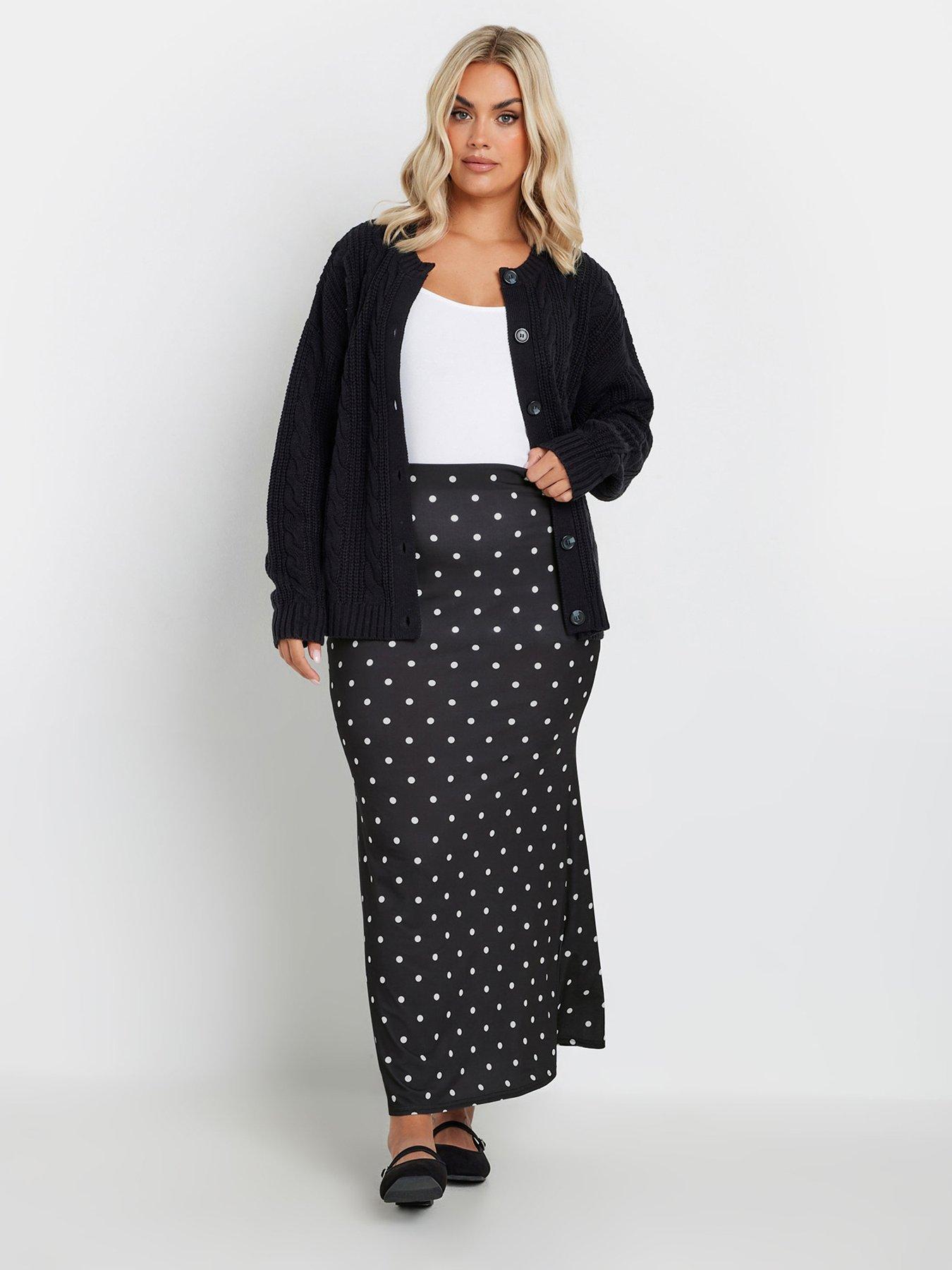 yours-curve-polka-dot-fishtail-skirt-blackback