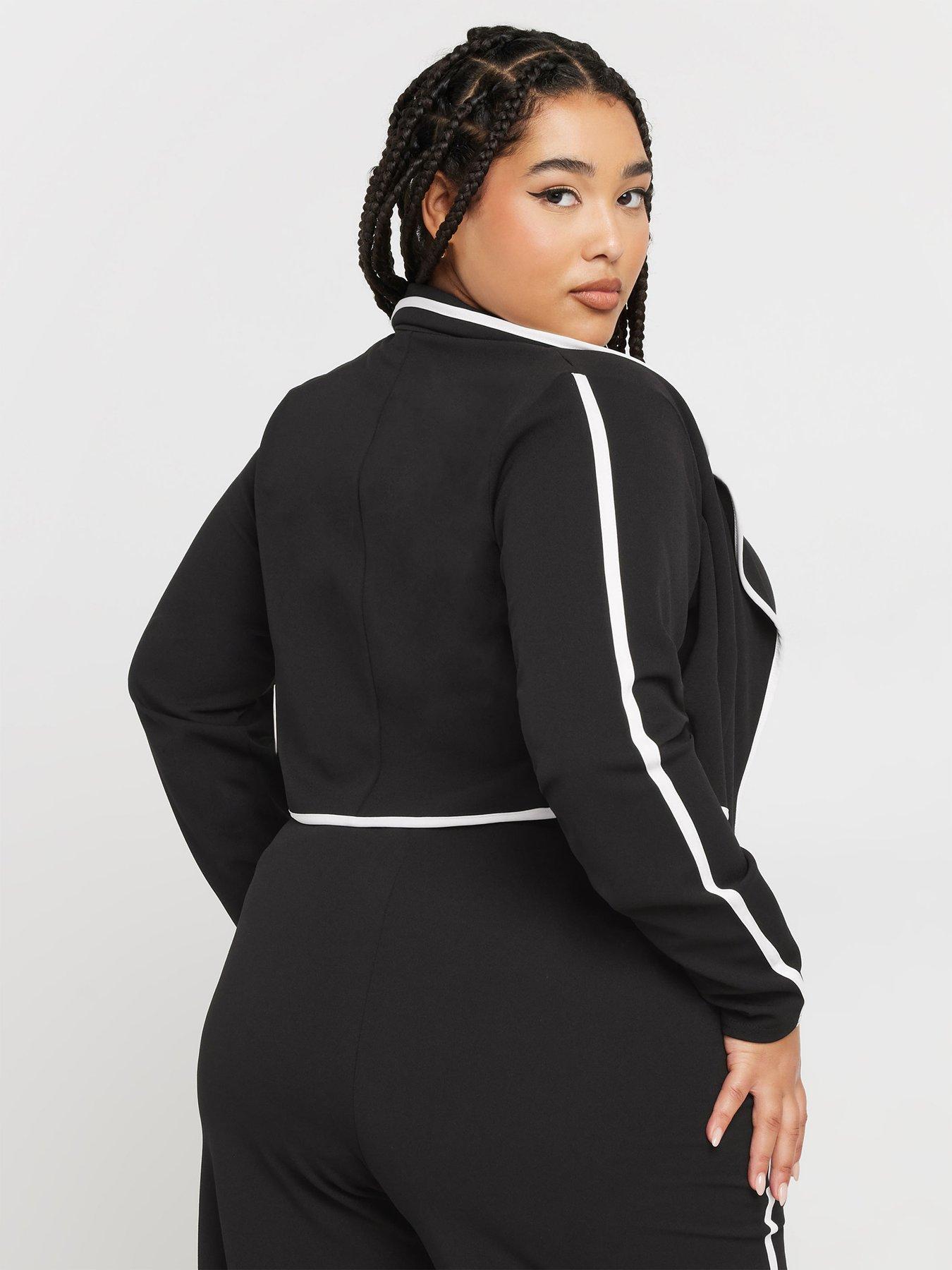 yours-curve-taped-blazer-blackstillFront