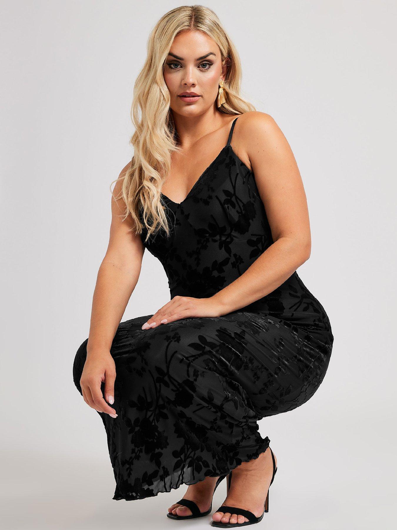 yours-curve-floral-burn-out-velour-column-dress-blackoutfit