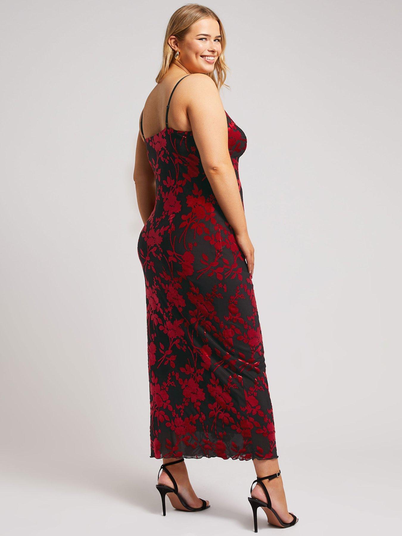 yours-curve-floral-burn-out-velour-column-dress-redstillFront