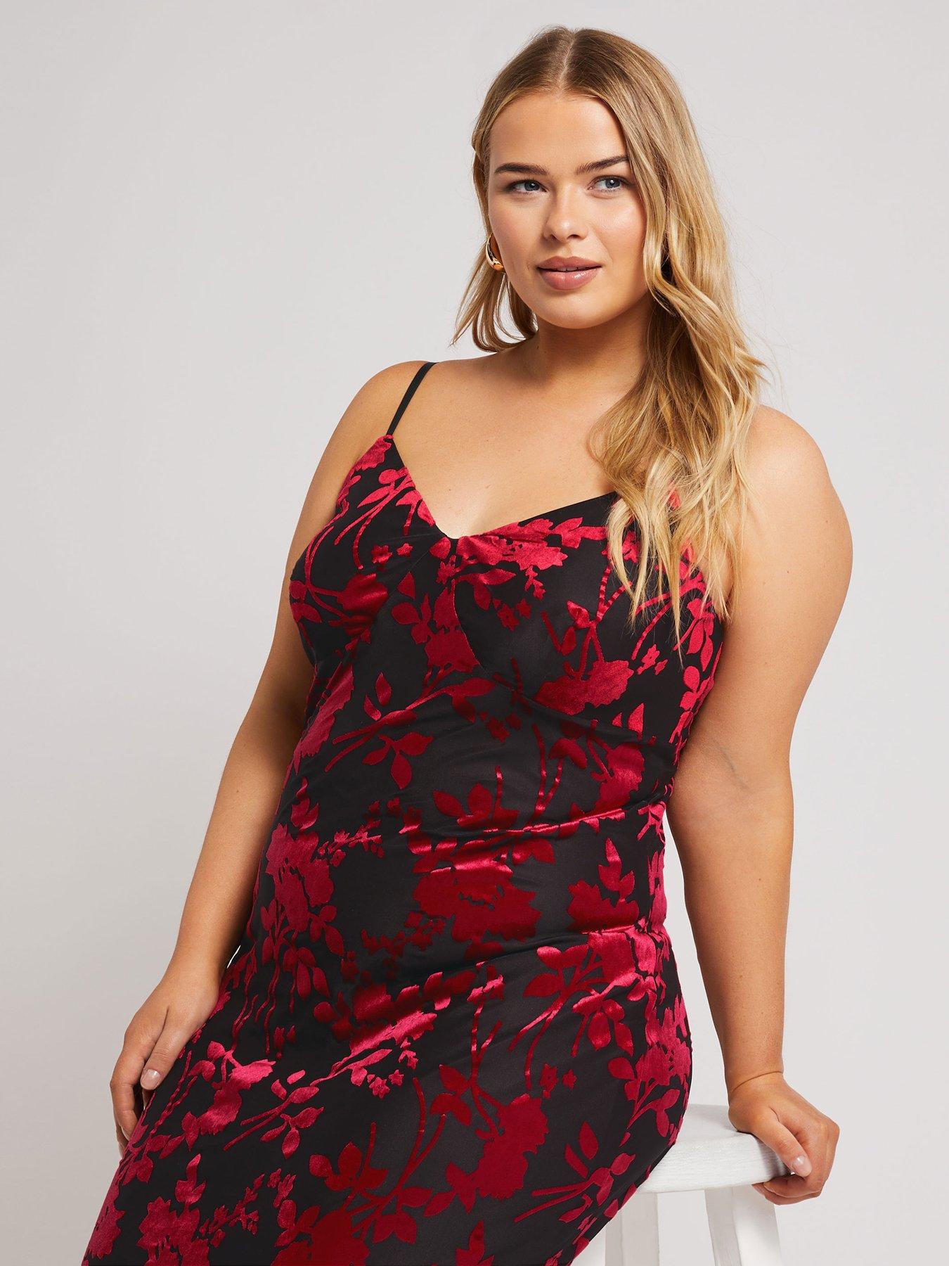 yours-curve-floral-burn-out-velour-column-dress-redoutfit