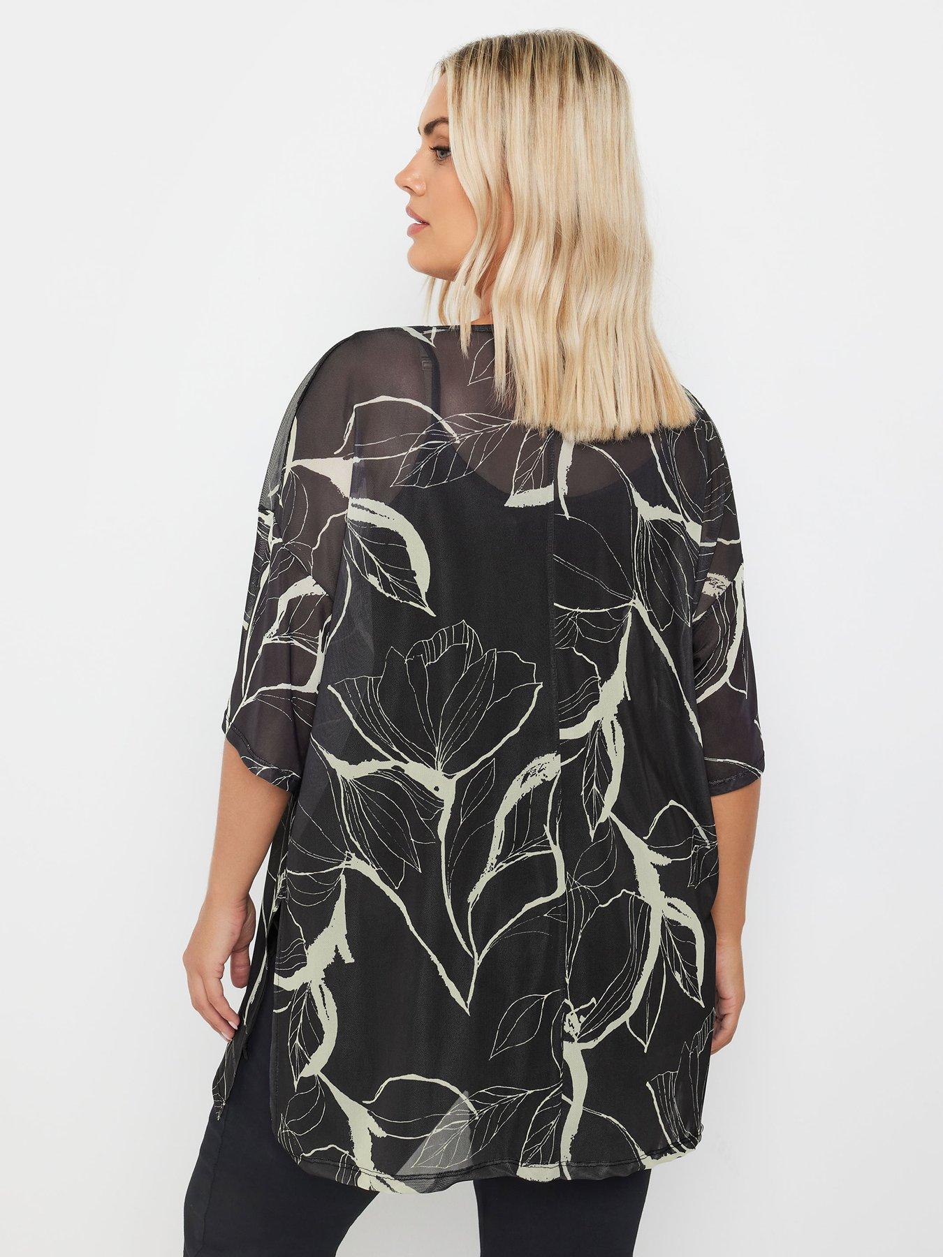 yours-curve-floral-print-oversized-mesh-topstillFront