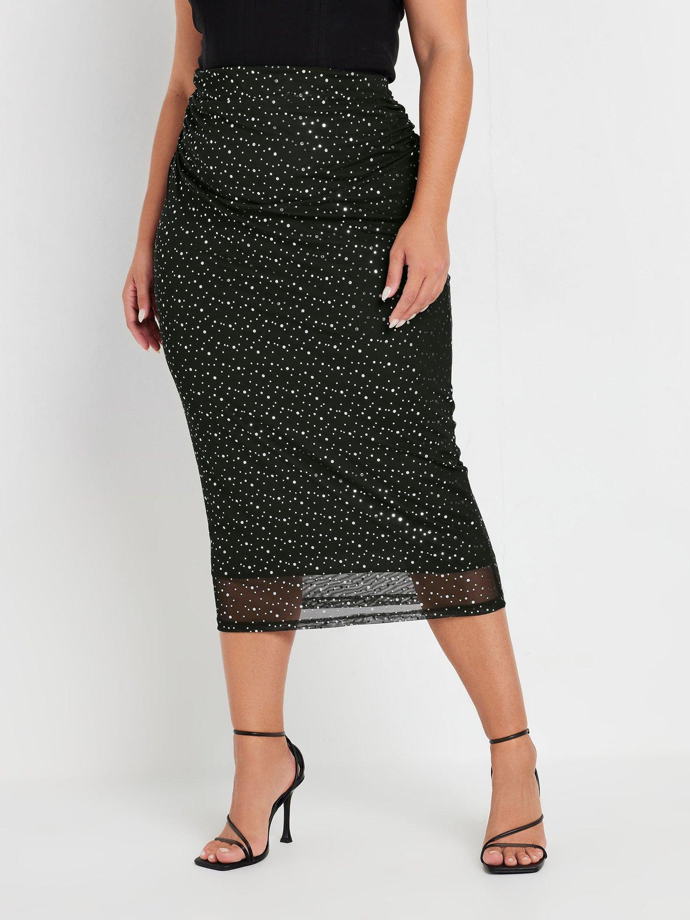 yours-curve-sparkle-skirt-black