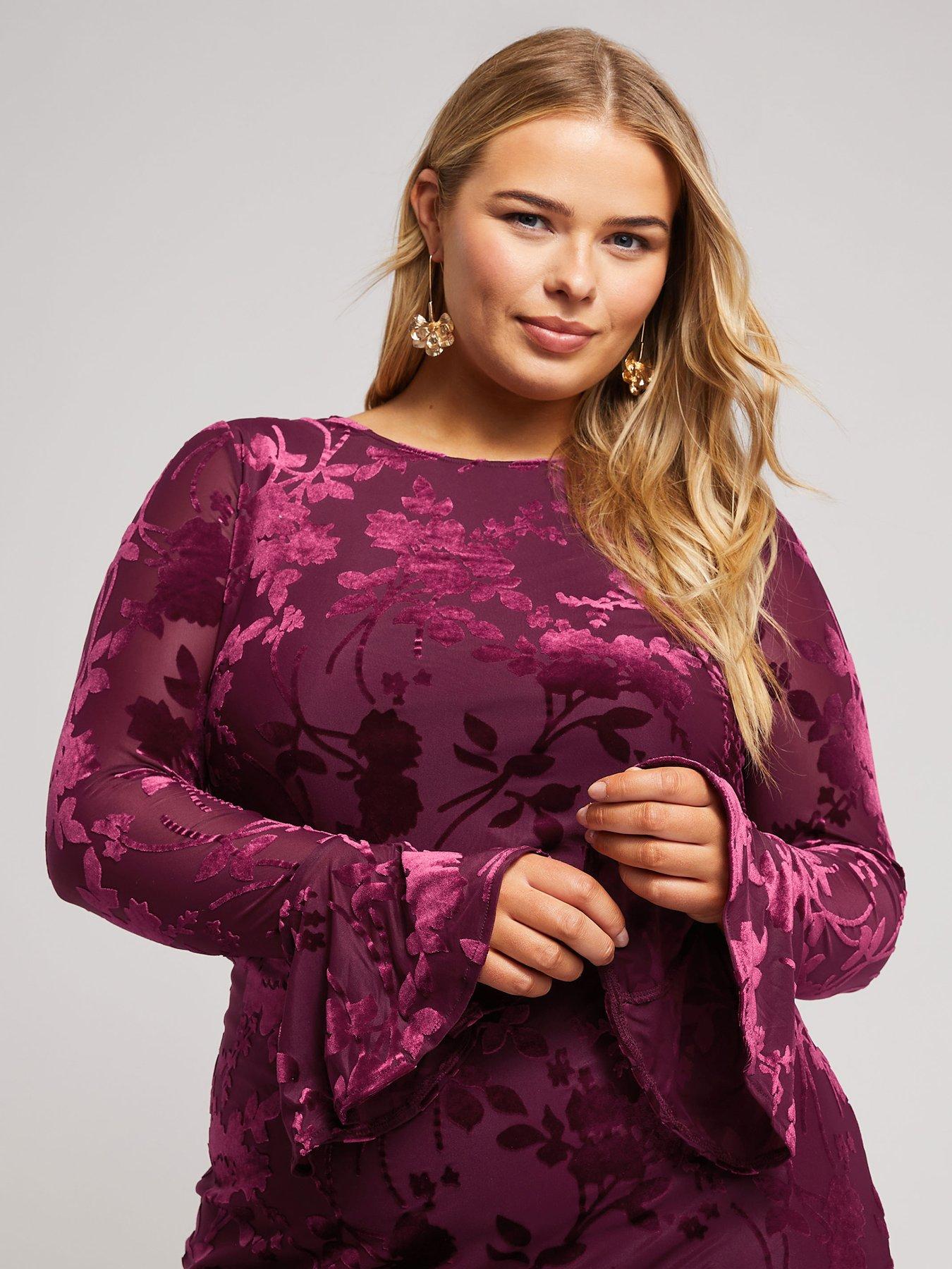 yours-curve-floral-burn-out-velour-shift-dress-redoutfit