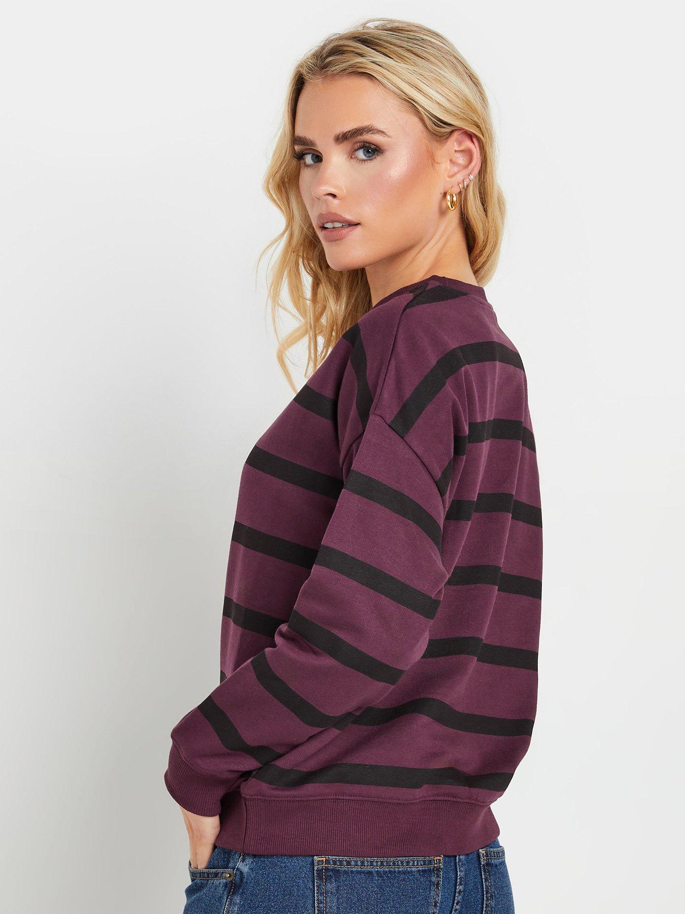Image 2 of 4 of PixieGirl Petite Stripe Crew Neck Sweatshirt - Purple