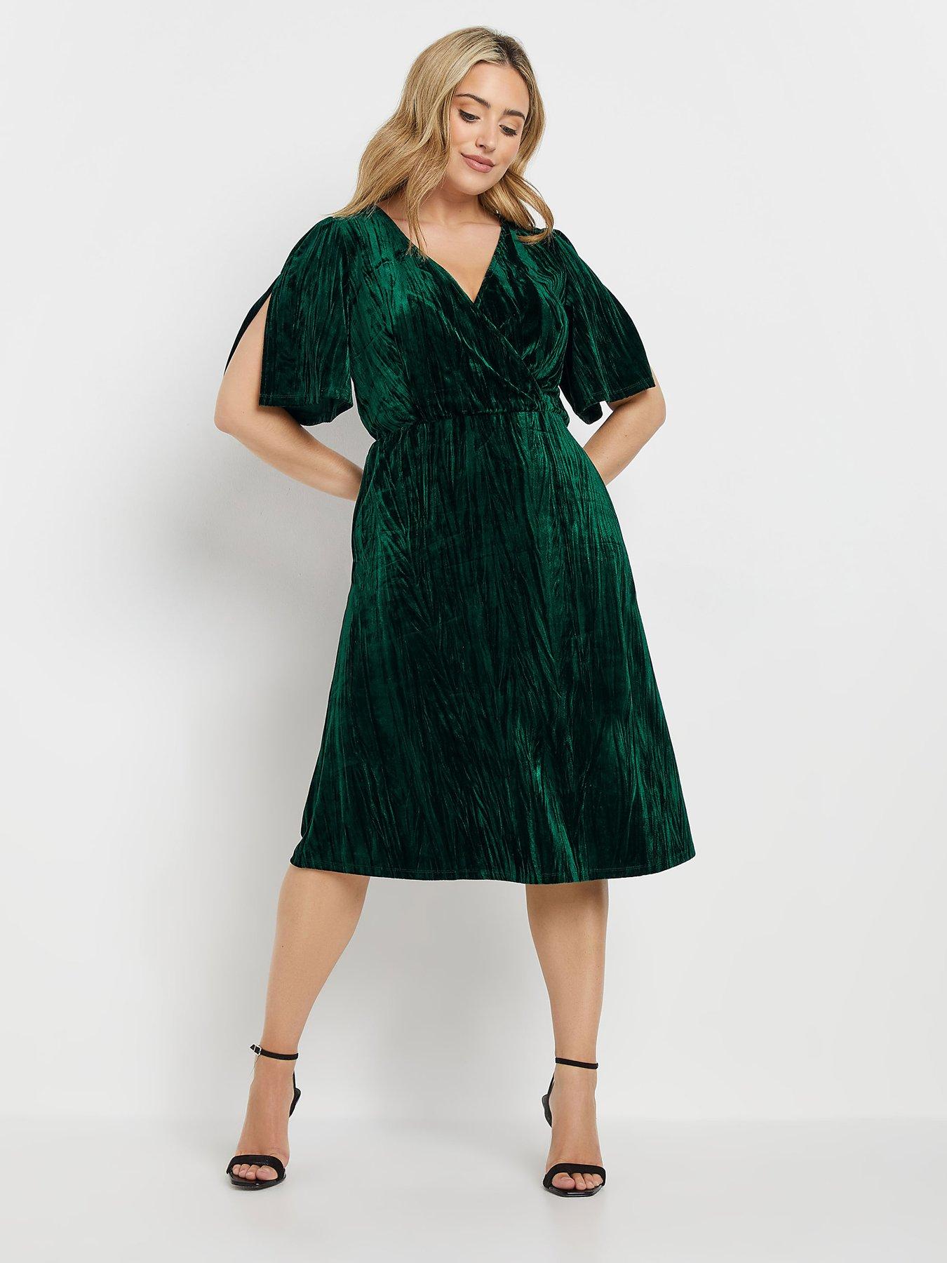 mco-crushed-velvet-split-sleeve-wrap-dress