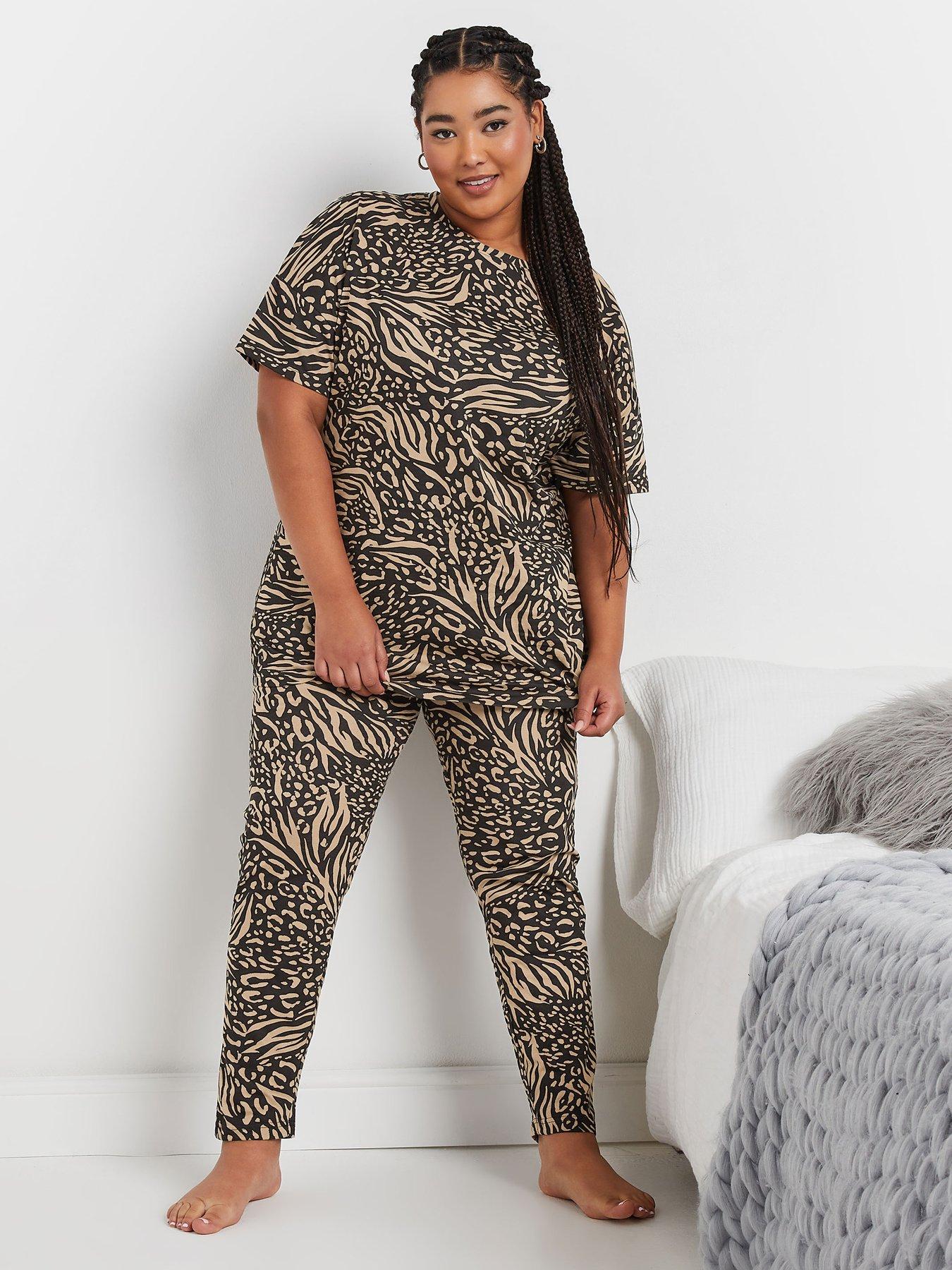 Image of Yours Curve Animal Patchwork Short Sleeve Pj Set