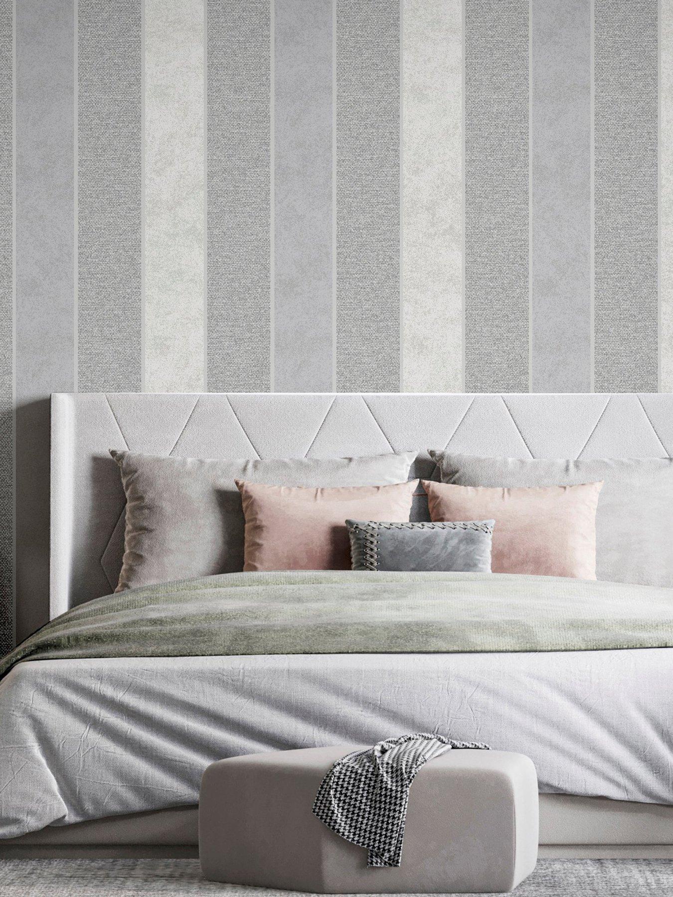 Image 1 of 6 of ARTHOUSE Calico Stripe Grey Wallpaper