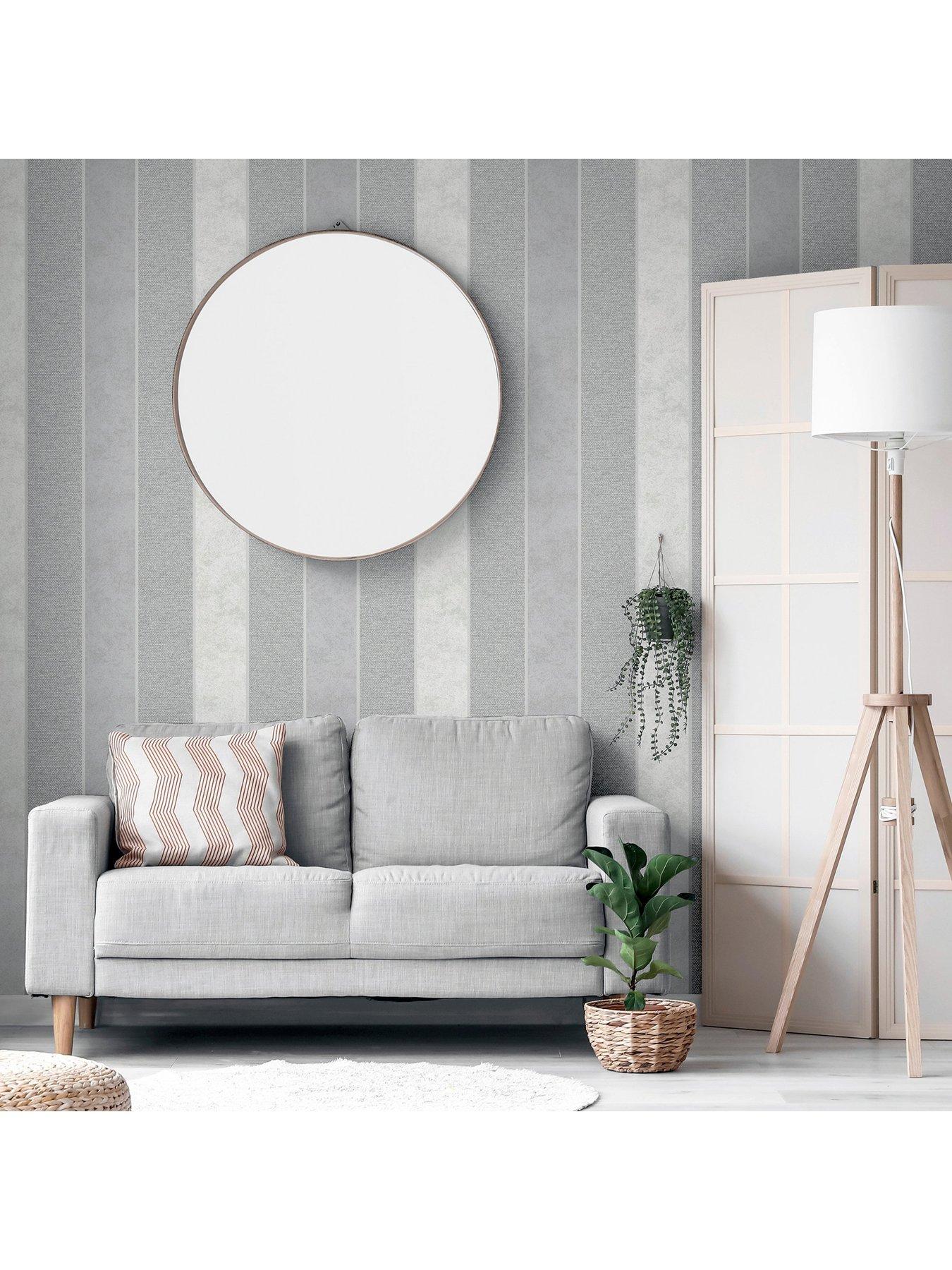 Image 5 of 6 of ARTHOUSE Calico Stripe Grey Wallpaper