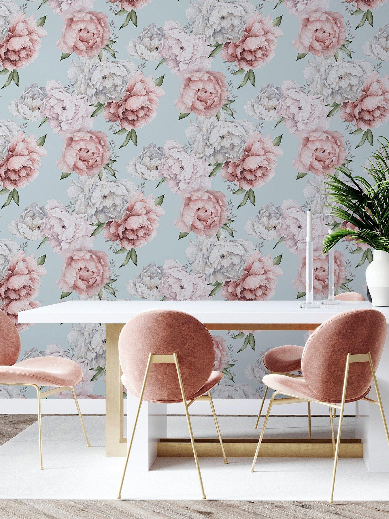 undefined Mixed Peonies Mint Wallpaper