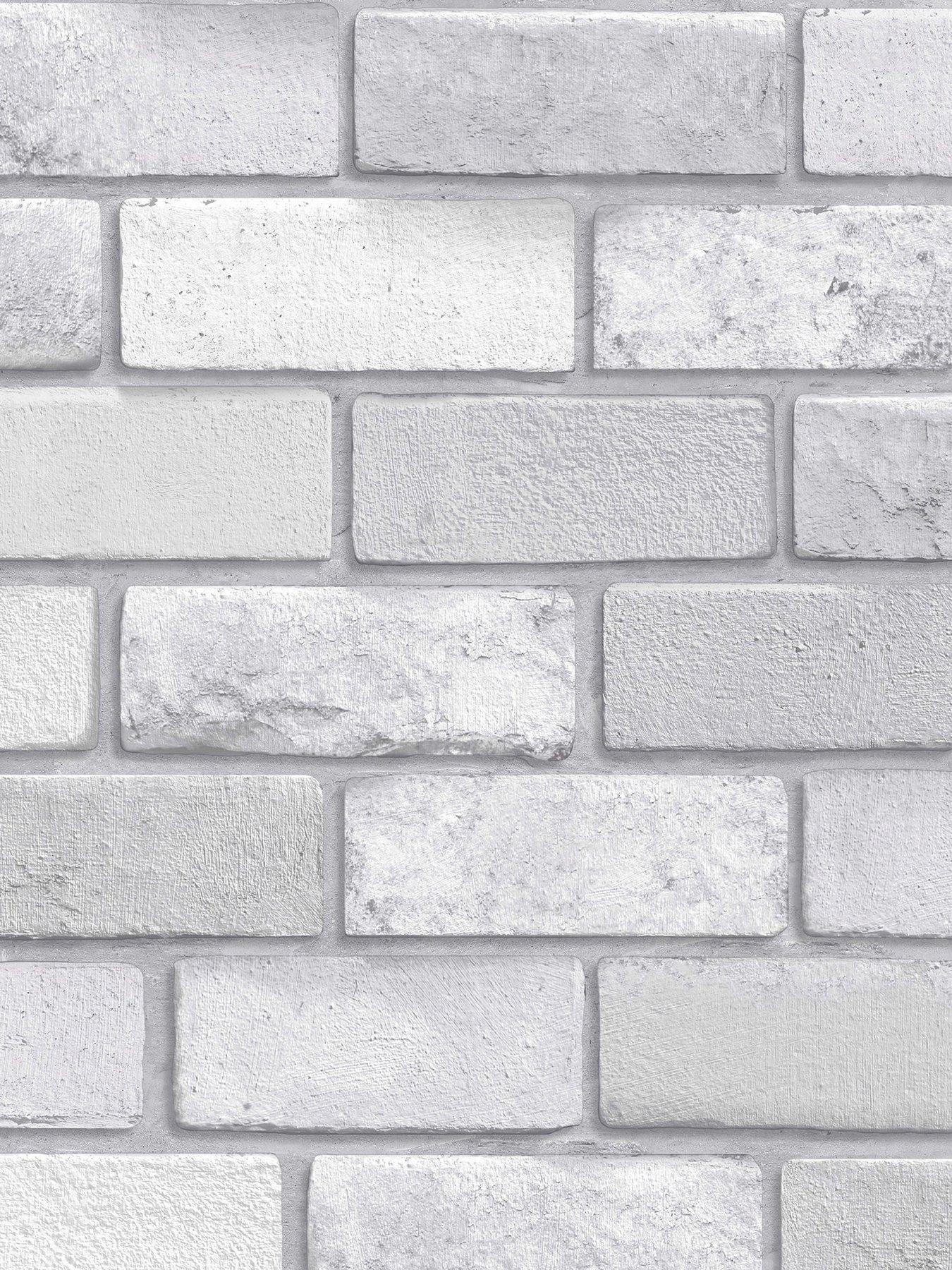 Image 2 of 7 of ARTHOUSE Diamond Silver Brick Wallpaper