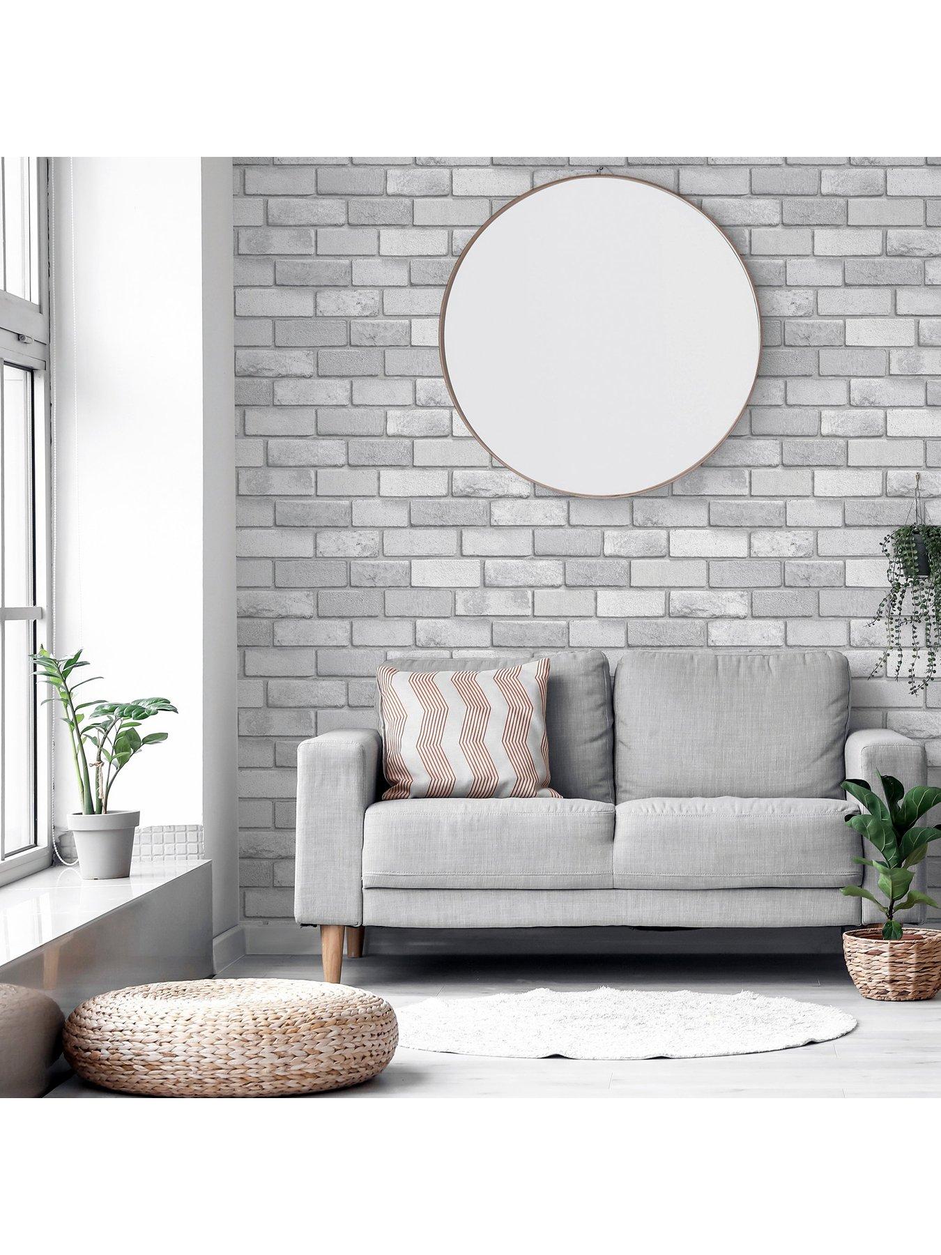Image 6 of 7 of ARTHOUSE Diamond Silver Brick Wallpaper