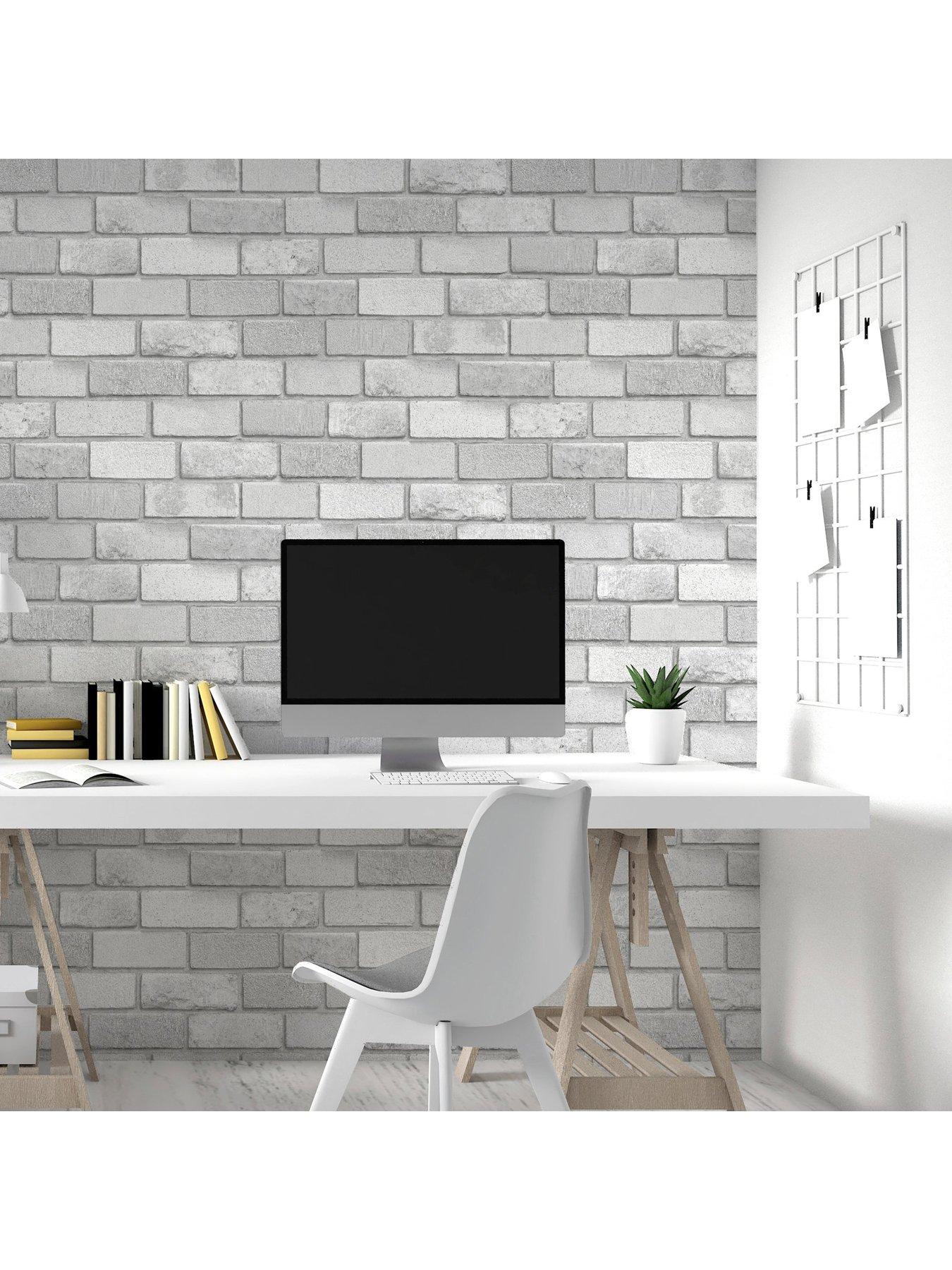 Image 7 of 7 of ARTHOUSE Diamond Silver Brick Wallpaper