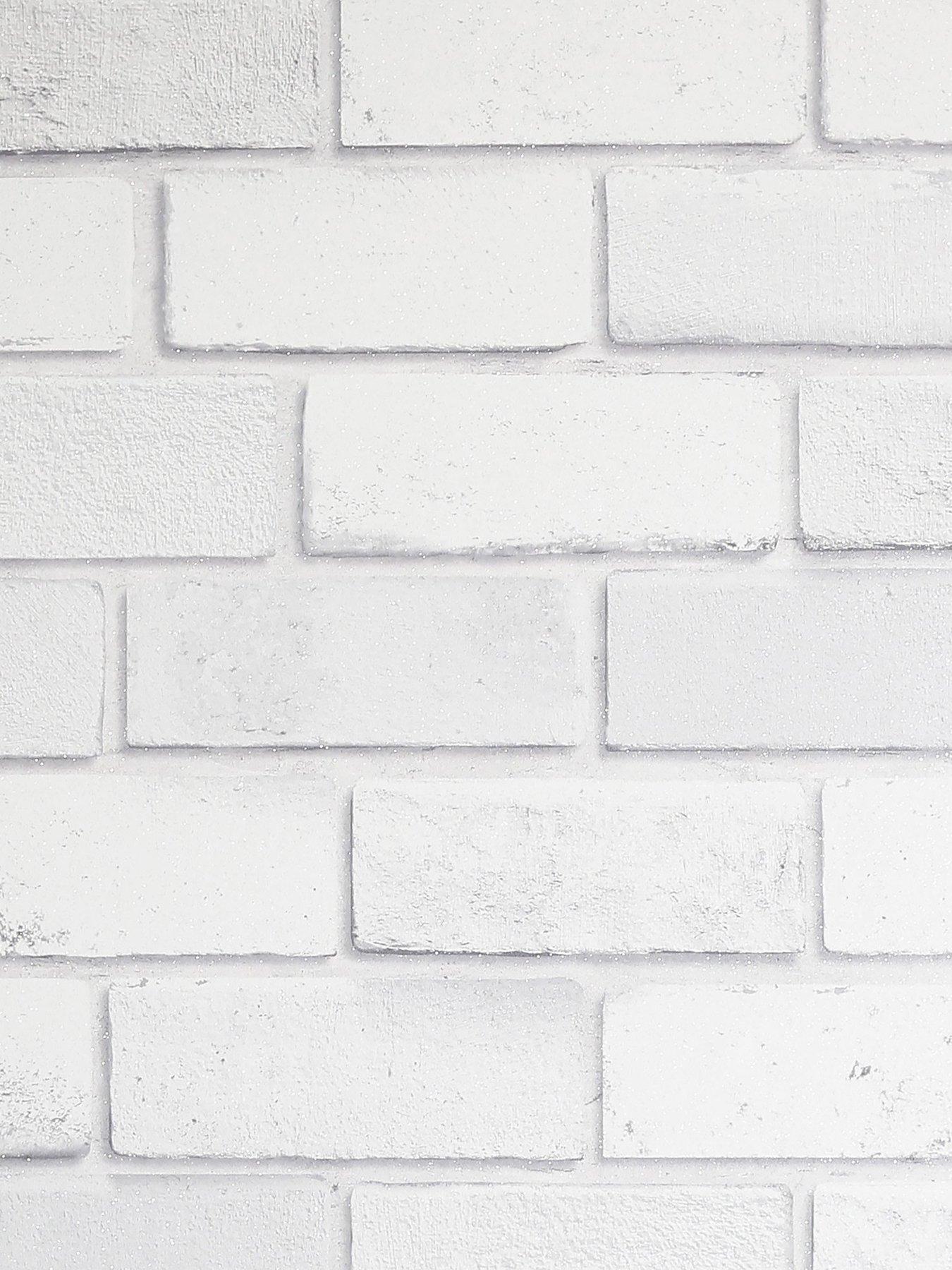 Image 2 of 7 of ARTHOUSE Diamond White Brick Wallpaper