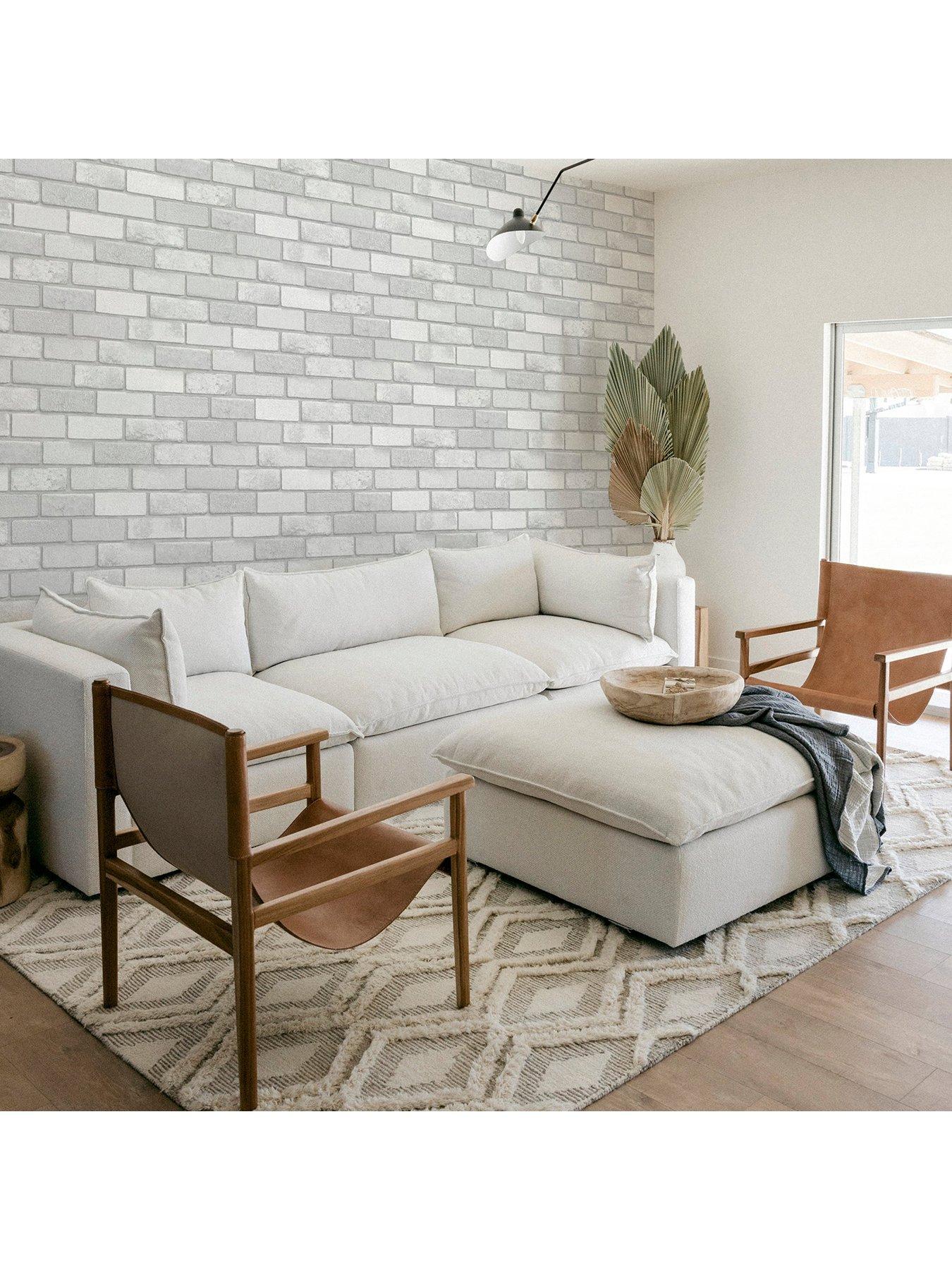 Image 5 of 7 of ARTHOUSE Diamond White Brick Wallpaper