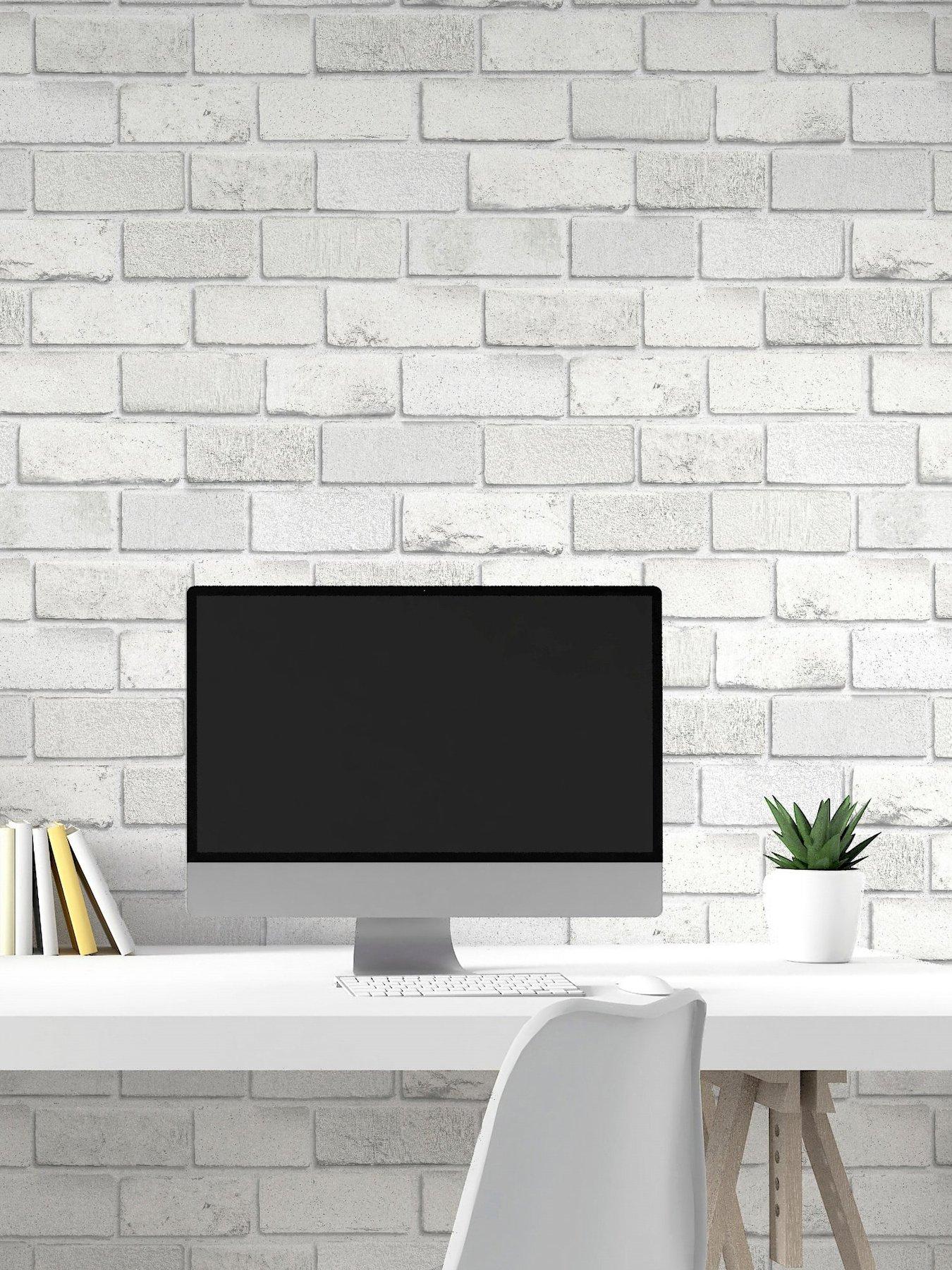 Image 6 of 7 of ARTHOUSE Diamond White Brick Wallpaper