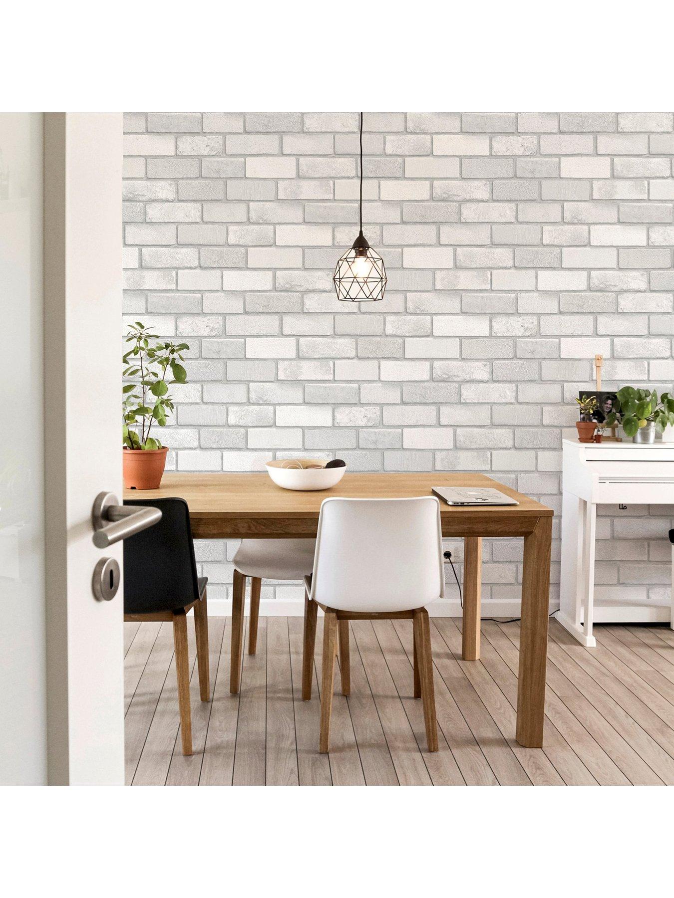 Image 7 of 7 of ARTHOUSE Diamond White Brick Wallpaper