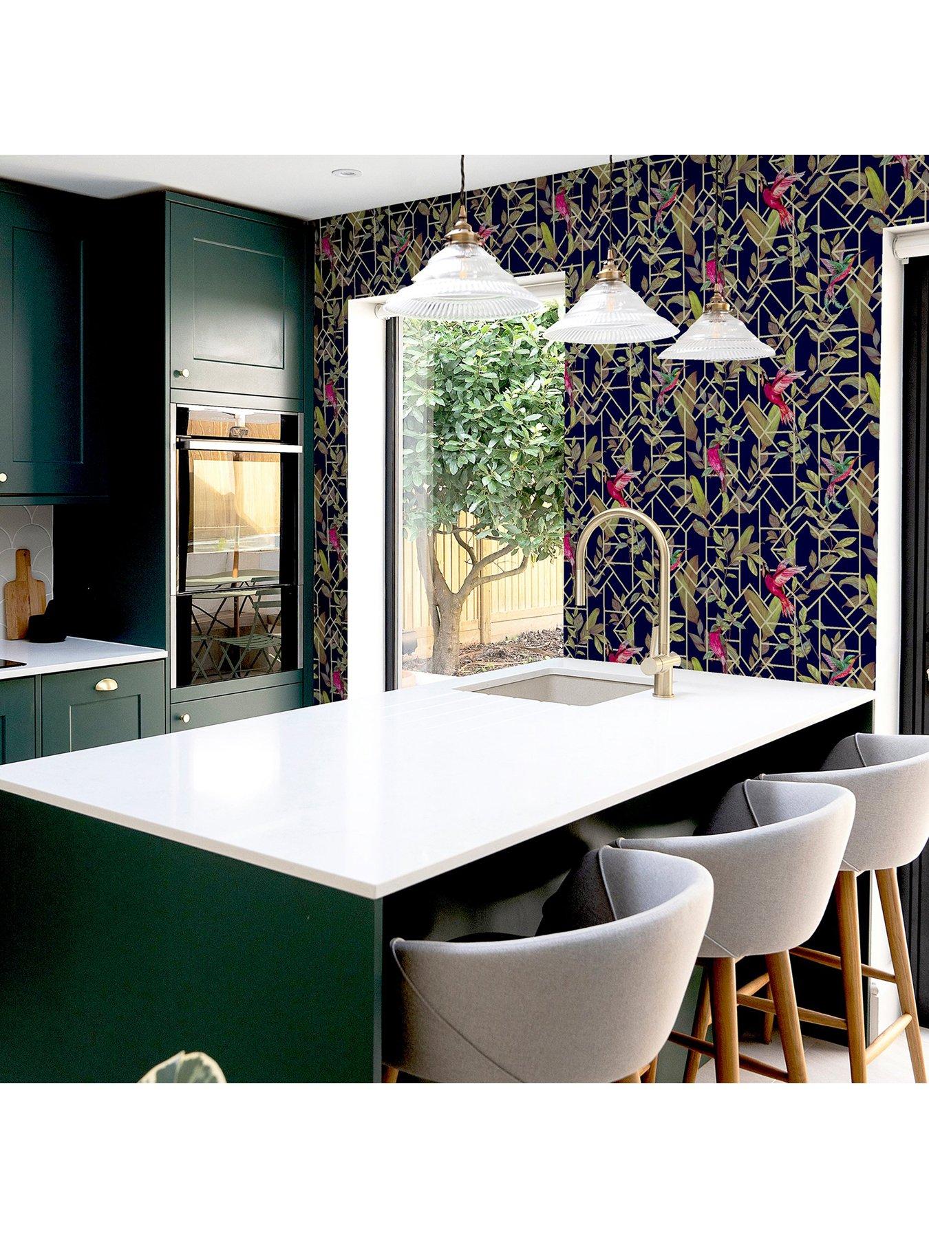Image 6 of 6 of ARTHOUSE Deco Tropical Navy/Gold Wallpaper