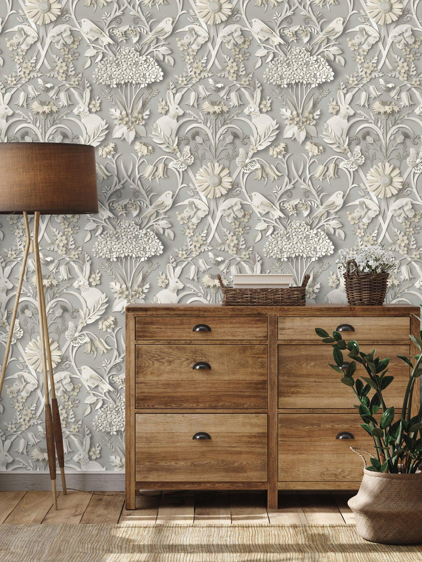 Image 1 of 5 of Fine Decor Fine Decor Woodland Soft Grey Wallpaper