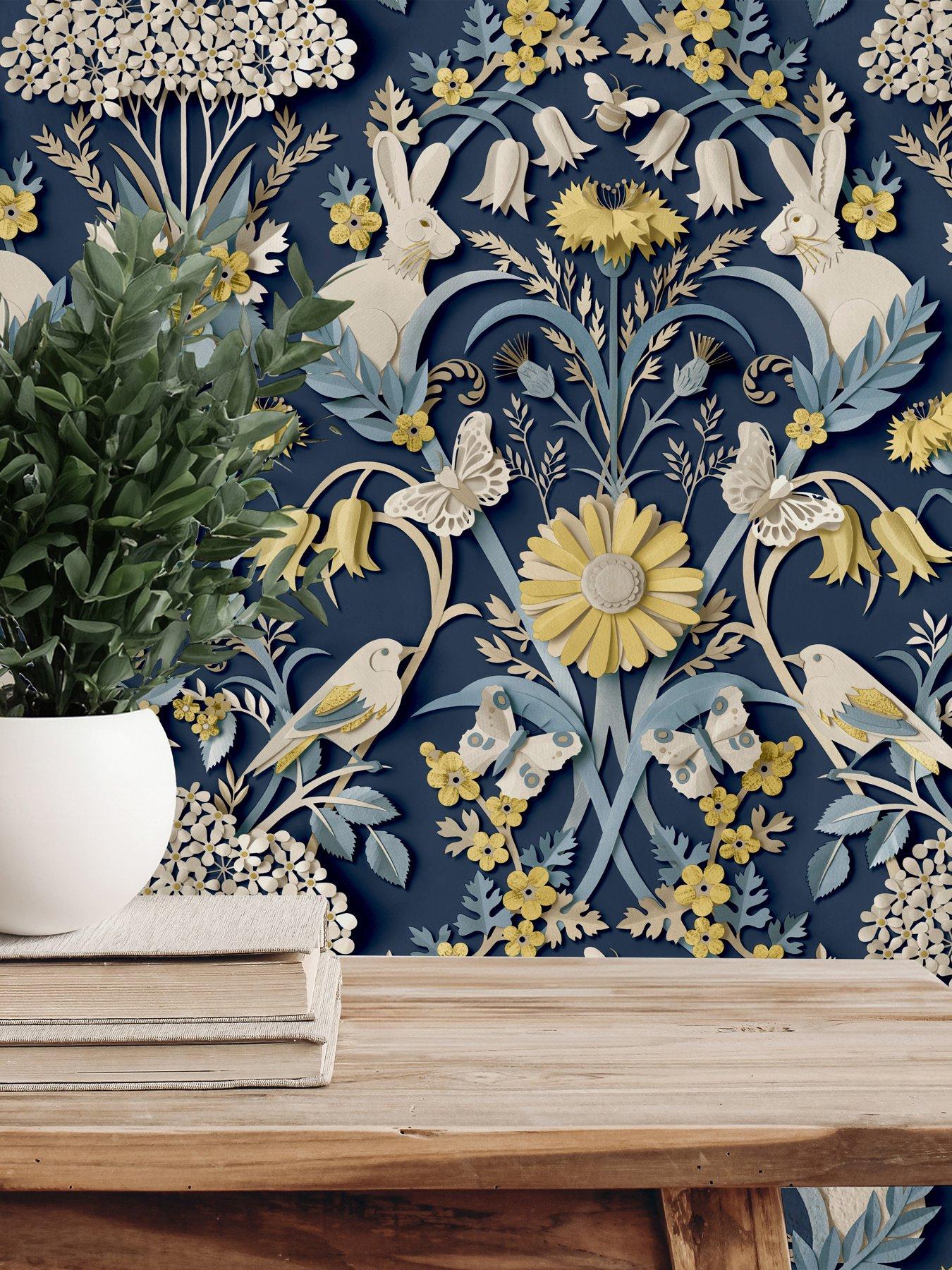Image 1 of 5 of Fine Decor Fine Decor Woodland Navy Wallpaper