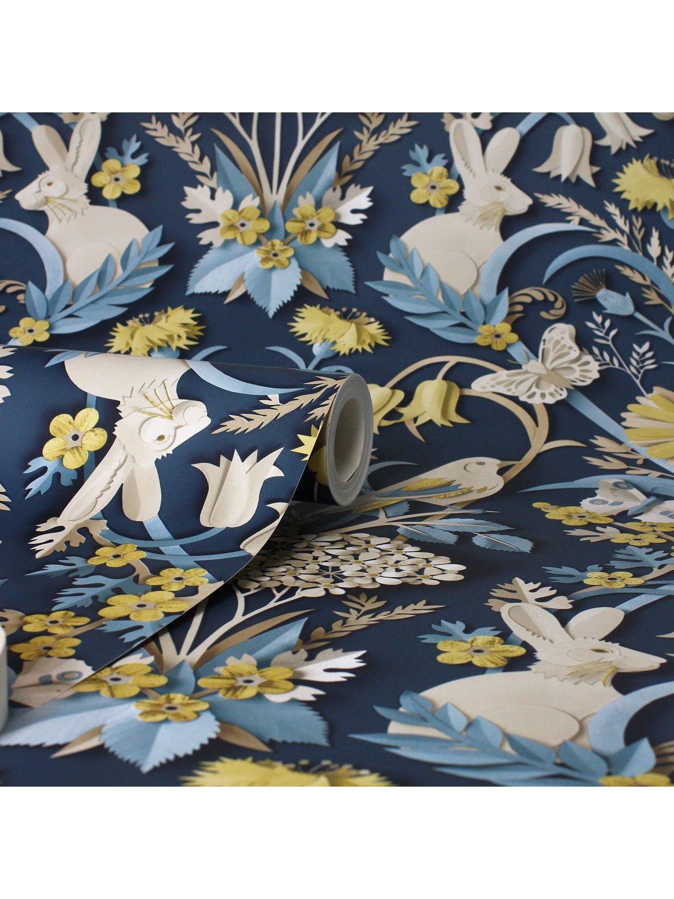 Image 2 of 5 of Fine Decor Fine Decor Woodland Navy Wallpaper