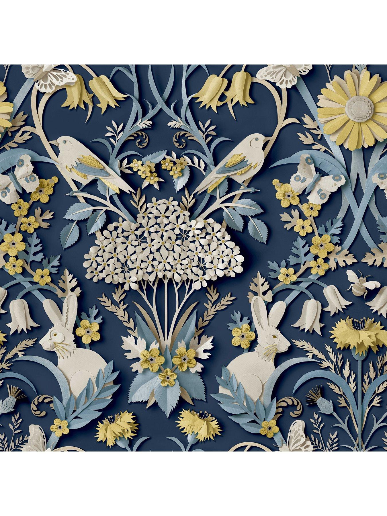 Image 3 of 5 of Fine Decor Fine Decor Woodland Navy Wallpaper