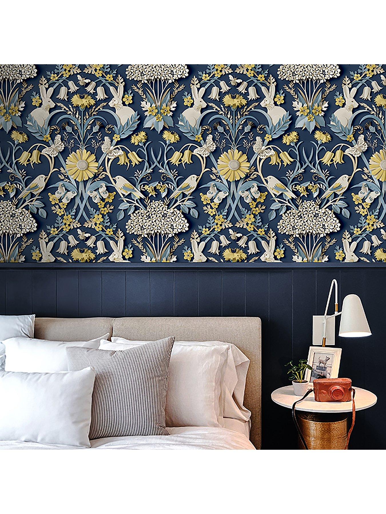 Image 4 of 5 of Fine Decor Fine Decor Woodland Navy Wallpaper