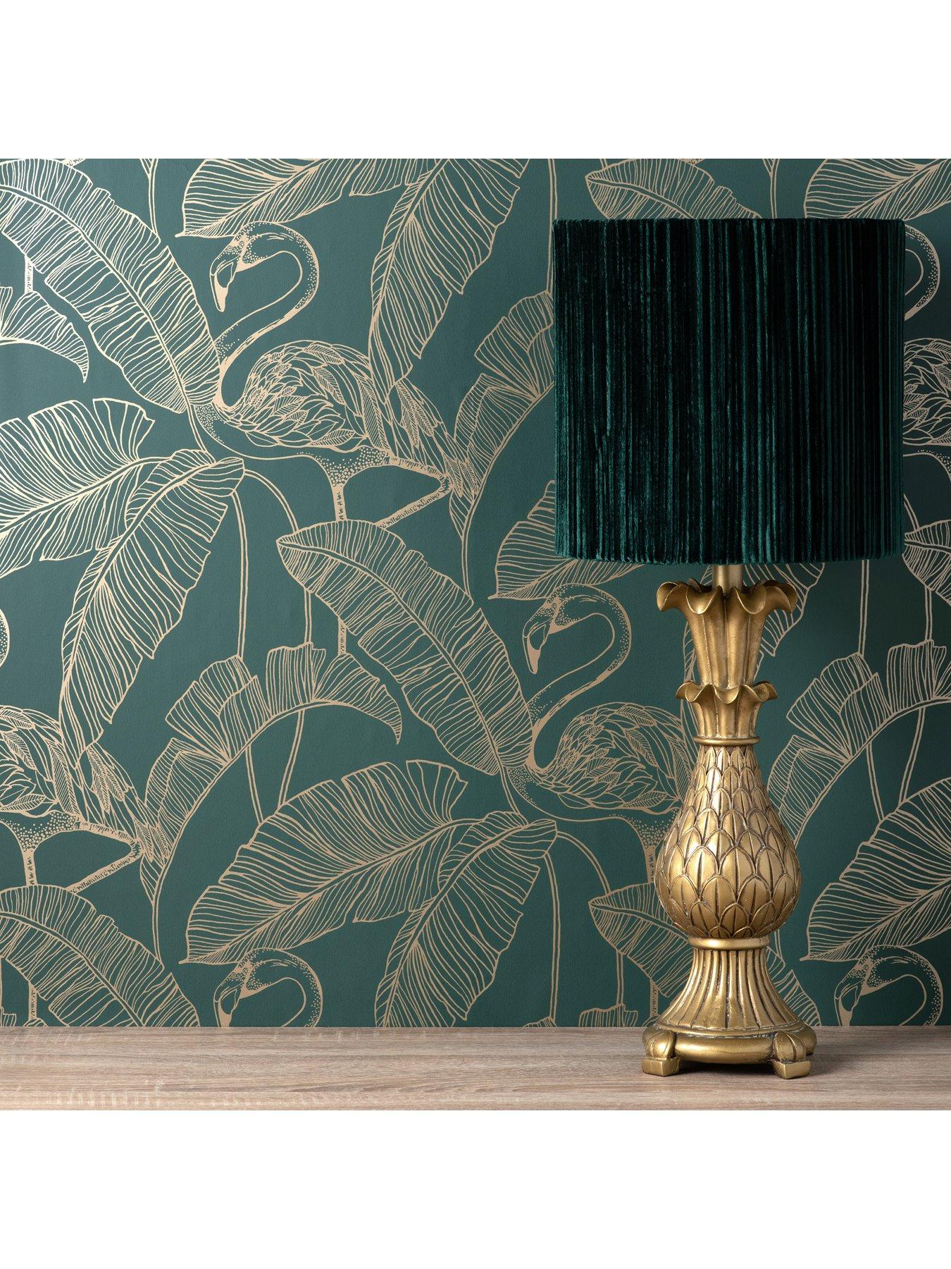 Image 4 of 4 of Fine Decor Fine Decor Flamingo Emerald Wallpaper