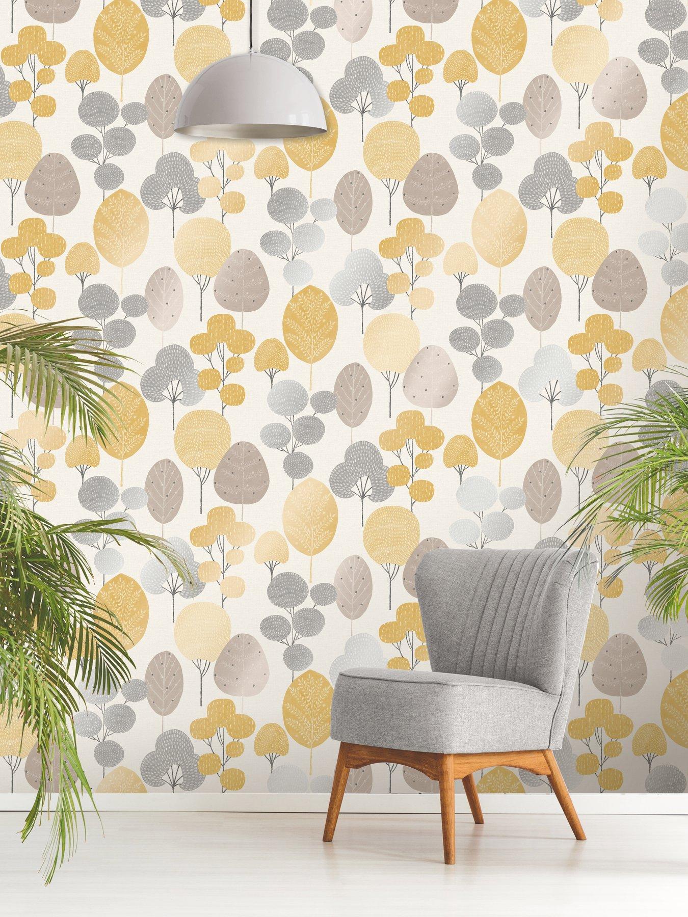 fine-decor-crown-scandi-forest-mustard-wallpaper