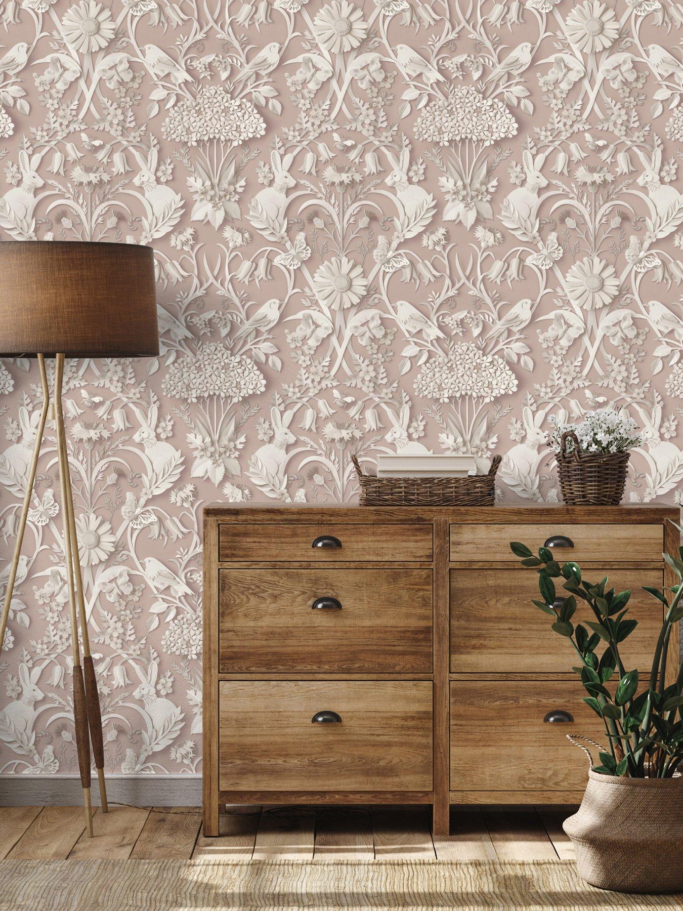 undefined Fine Decor Woodland Pink Wallpaper