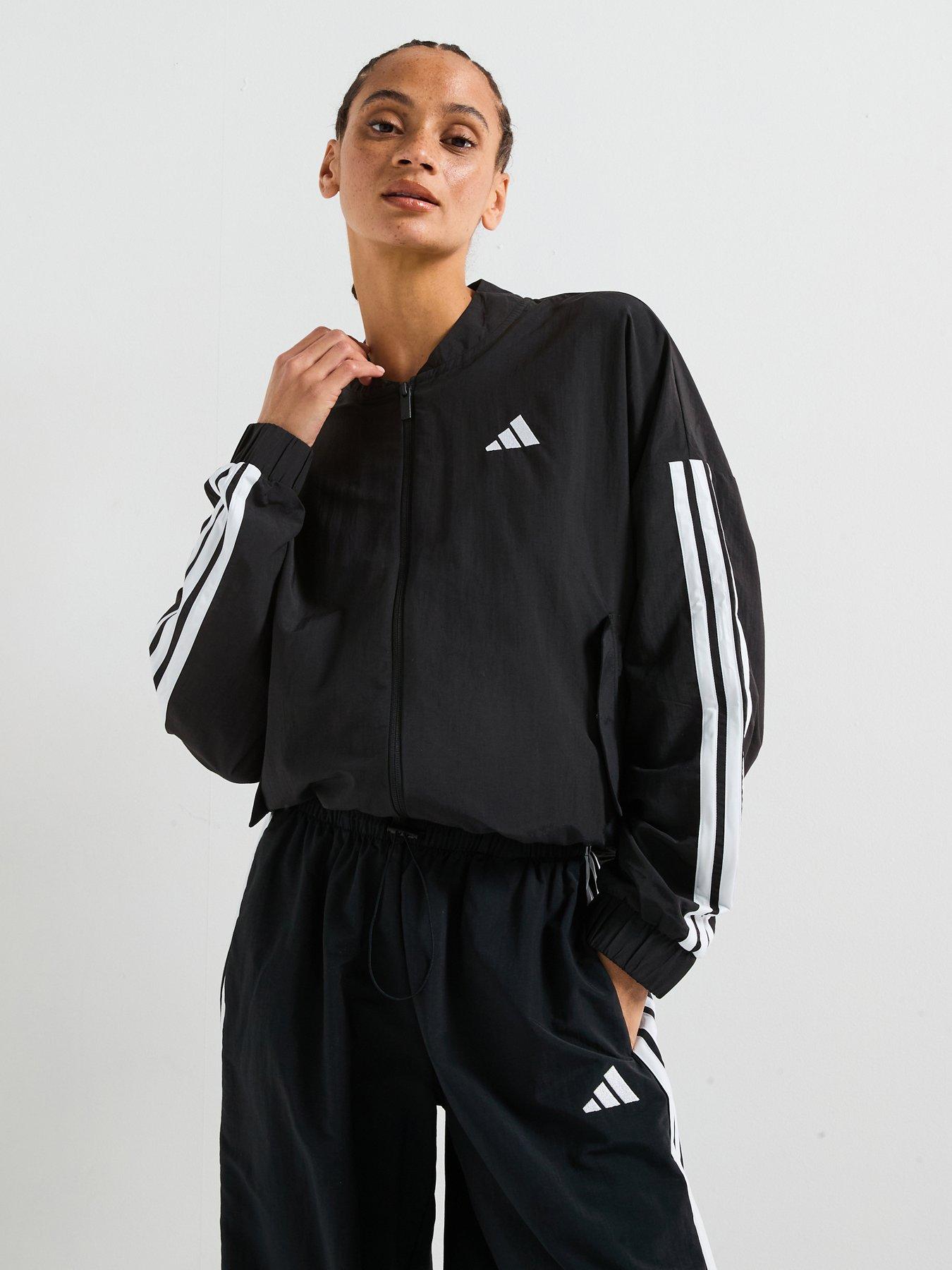 Image of adidas Sportswear Women's Essentials 3-Stripes Woven Bomber Jacket - Black/White