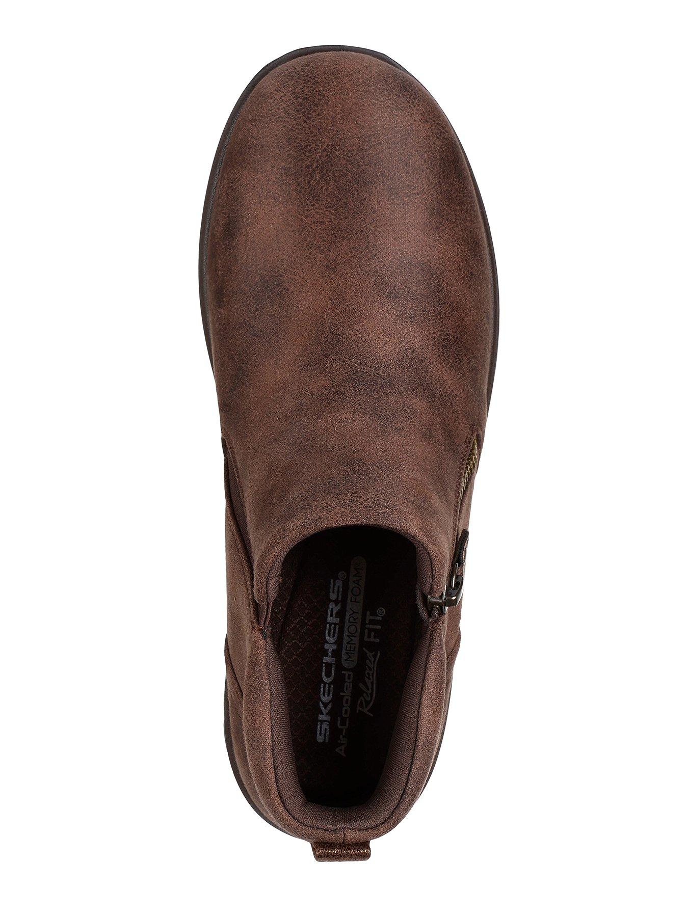 Image 3 of 5 of Skechers Lovely Vibe Microleather Side Zip Booties - Brown
